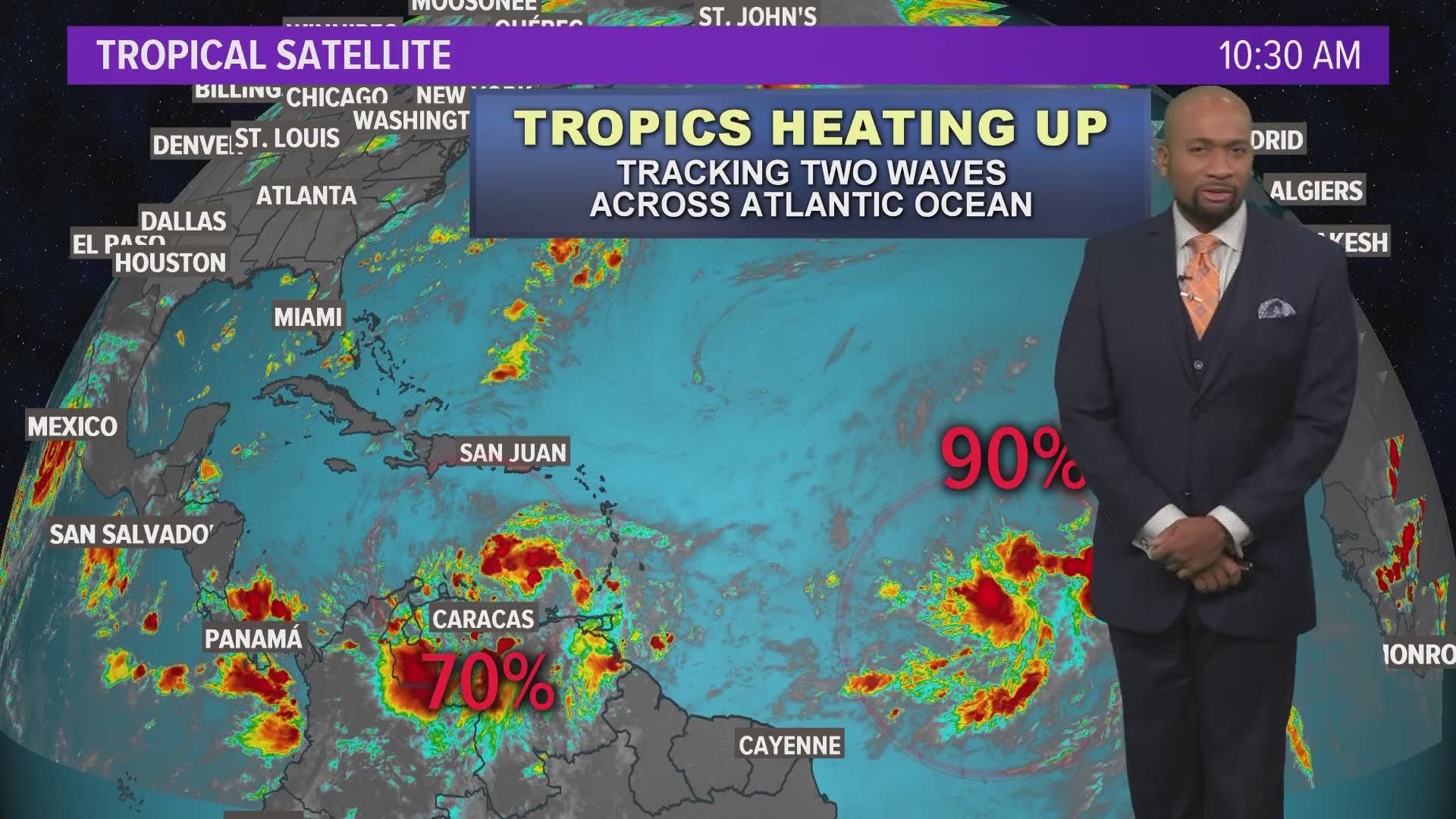 Both tropical waves continue to track to the west, and we're watching them closely.