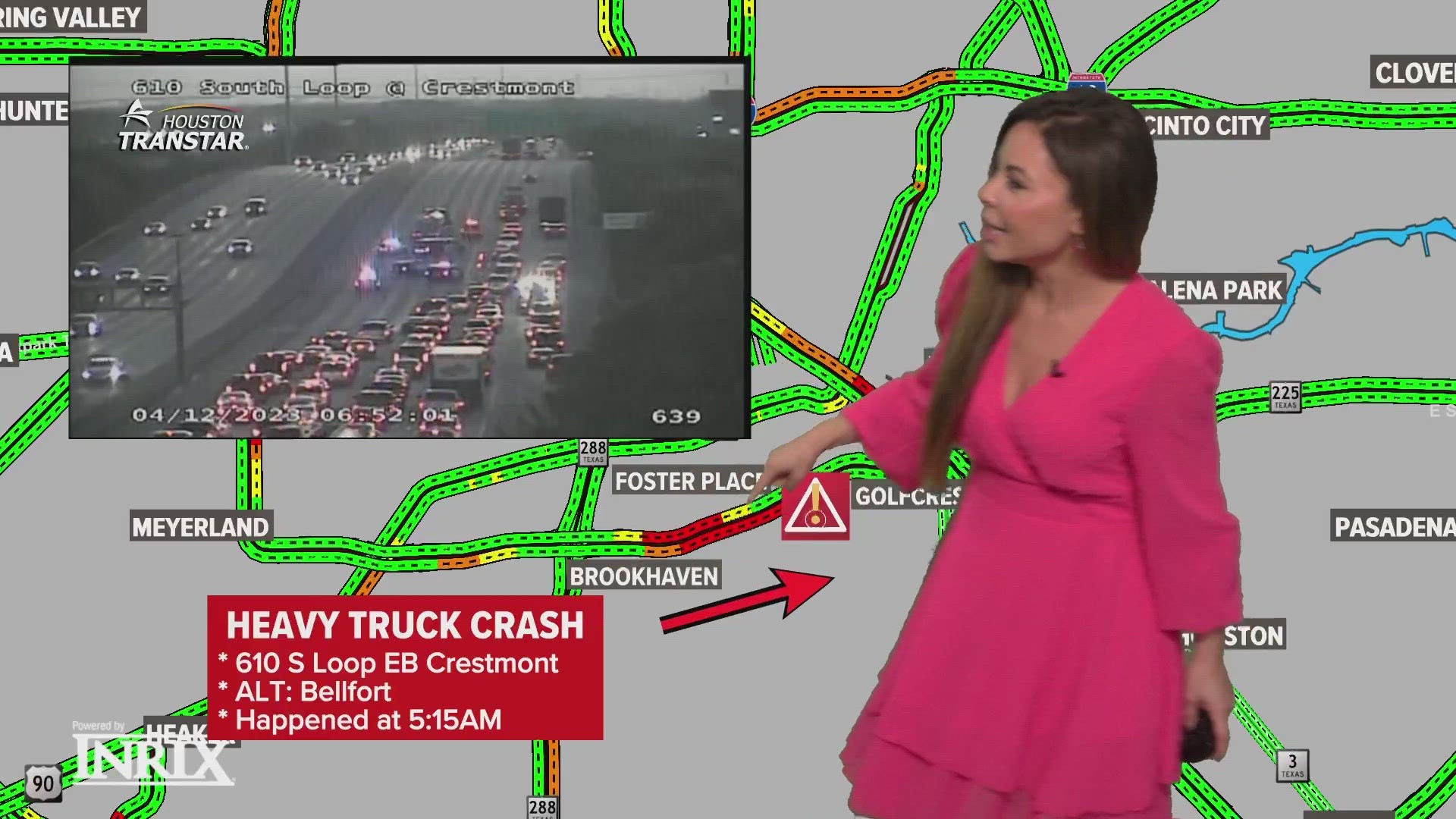 The 610 South Loop is shut down heading east due to a major crash involving an 18-wheeler Wednesday morning, according to the Houston Police Department.