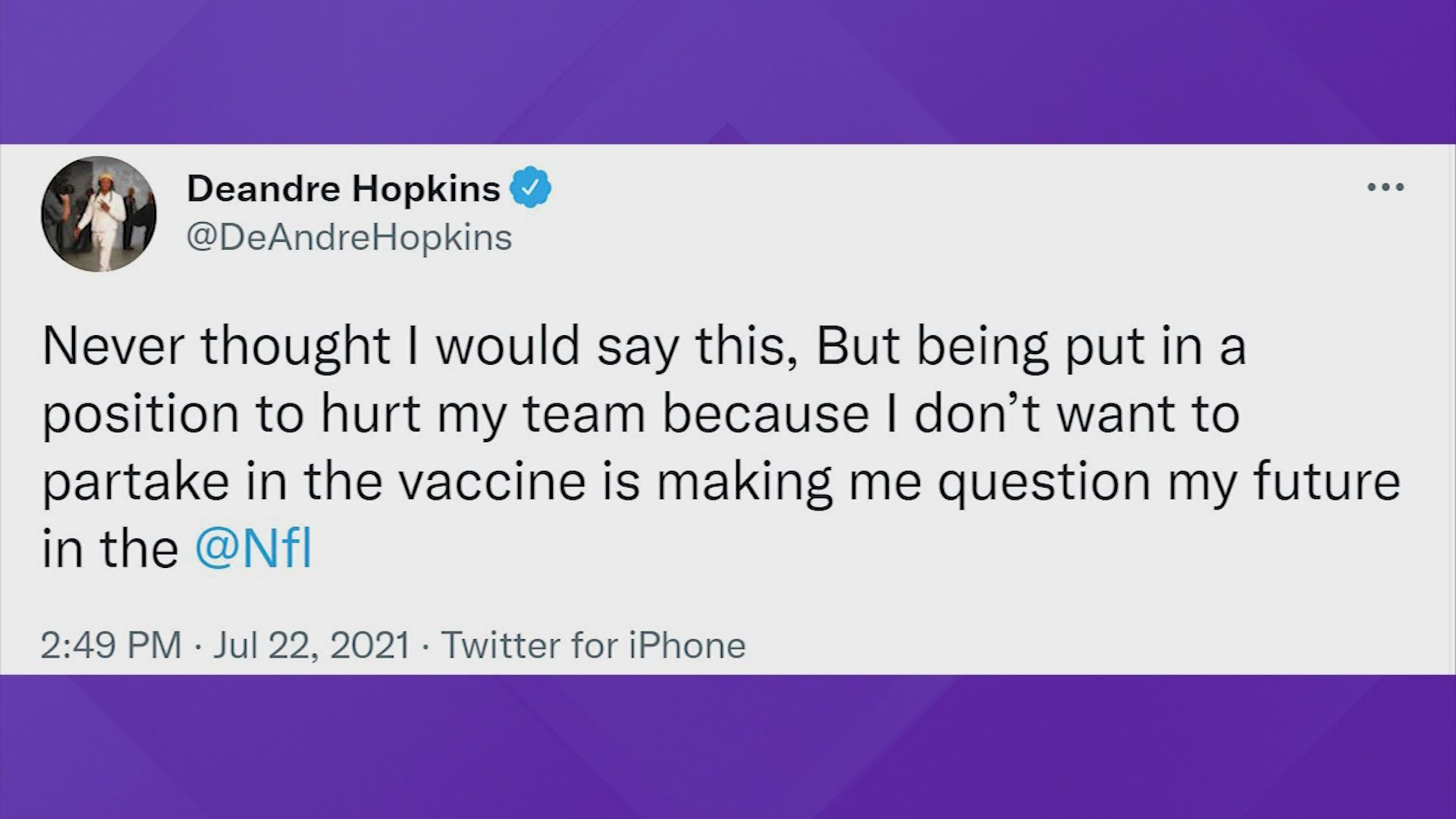 The tweet DeAndre Hopkins deleted after joining Tennessee Titans