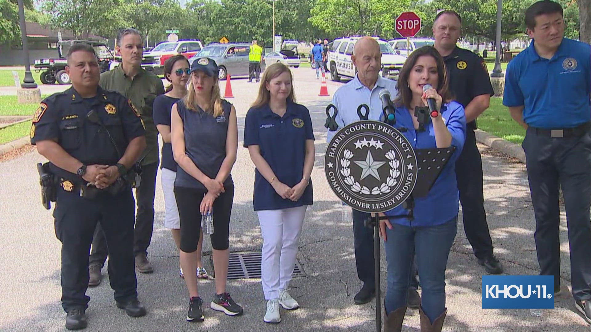 Harris County Precinct 4 Commissioner Lesley Briones, along with Houston Mayor John Whitmire and others gave an update Saturday afternoon.