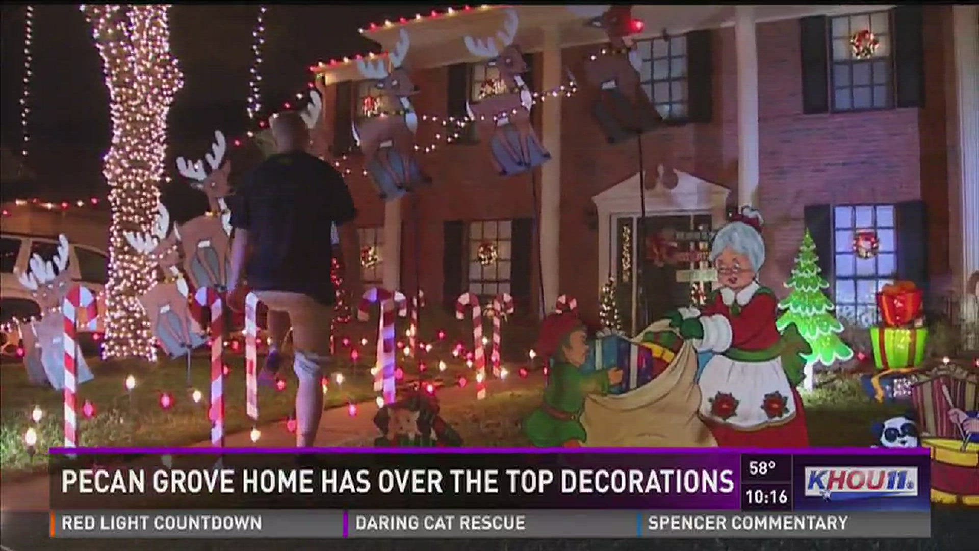 Elaborate Christmas decorations light up Pecan Grove neighborhood
