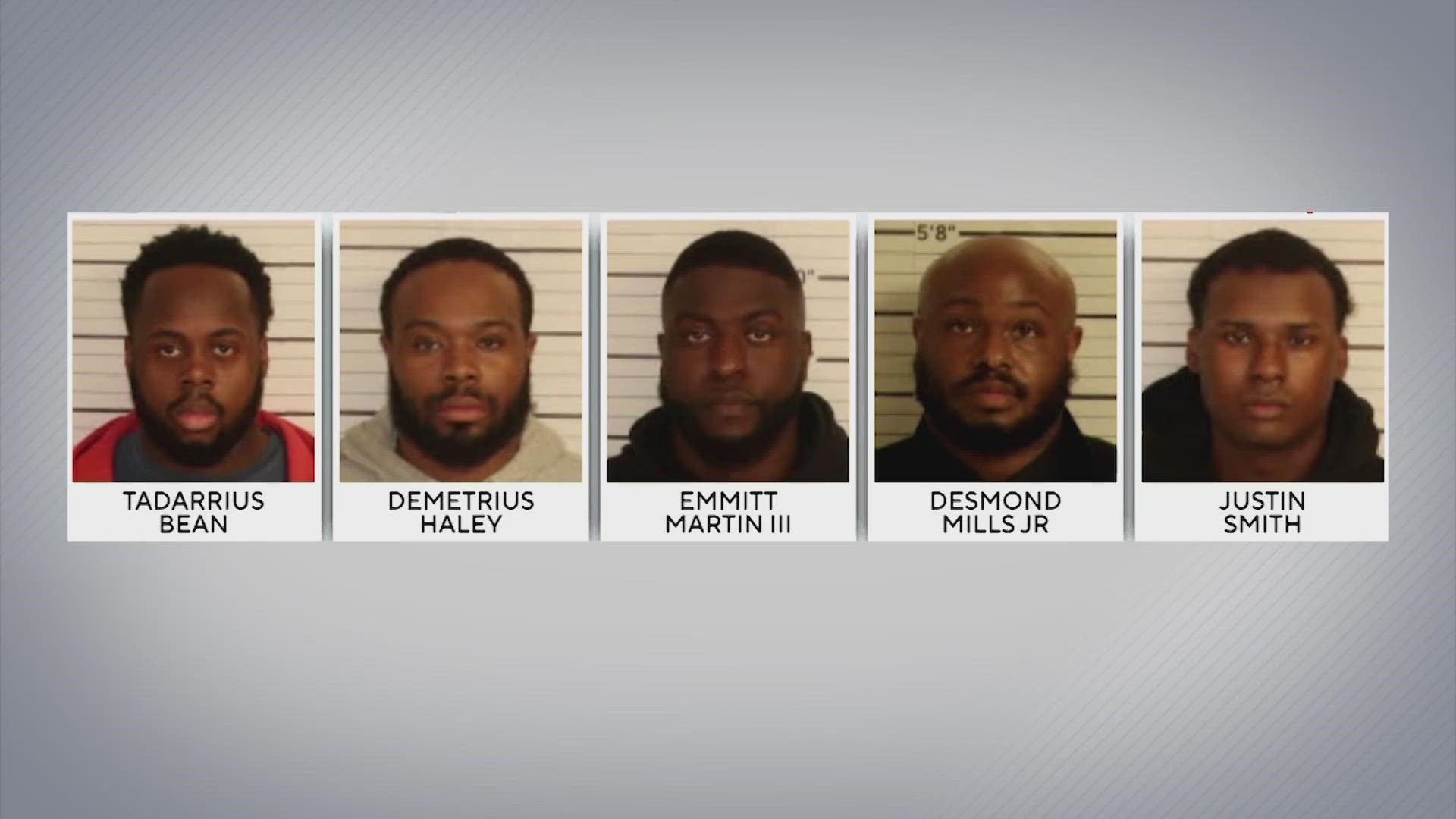 All five former police officers are charged with second-degree murder, aggravated assault, aggravated kidnapping, official misconduct and official oppression.