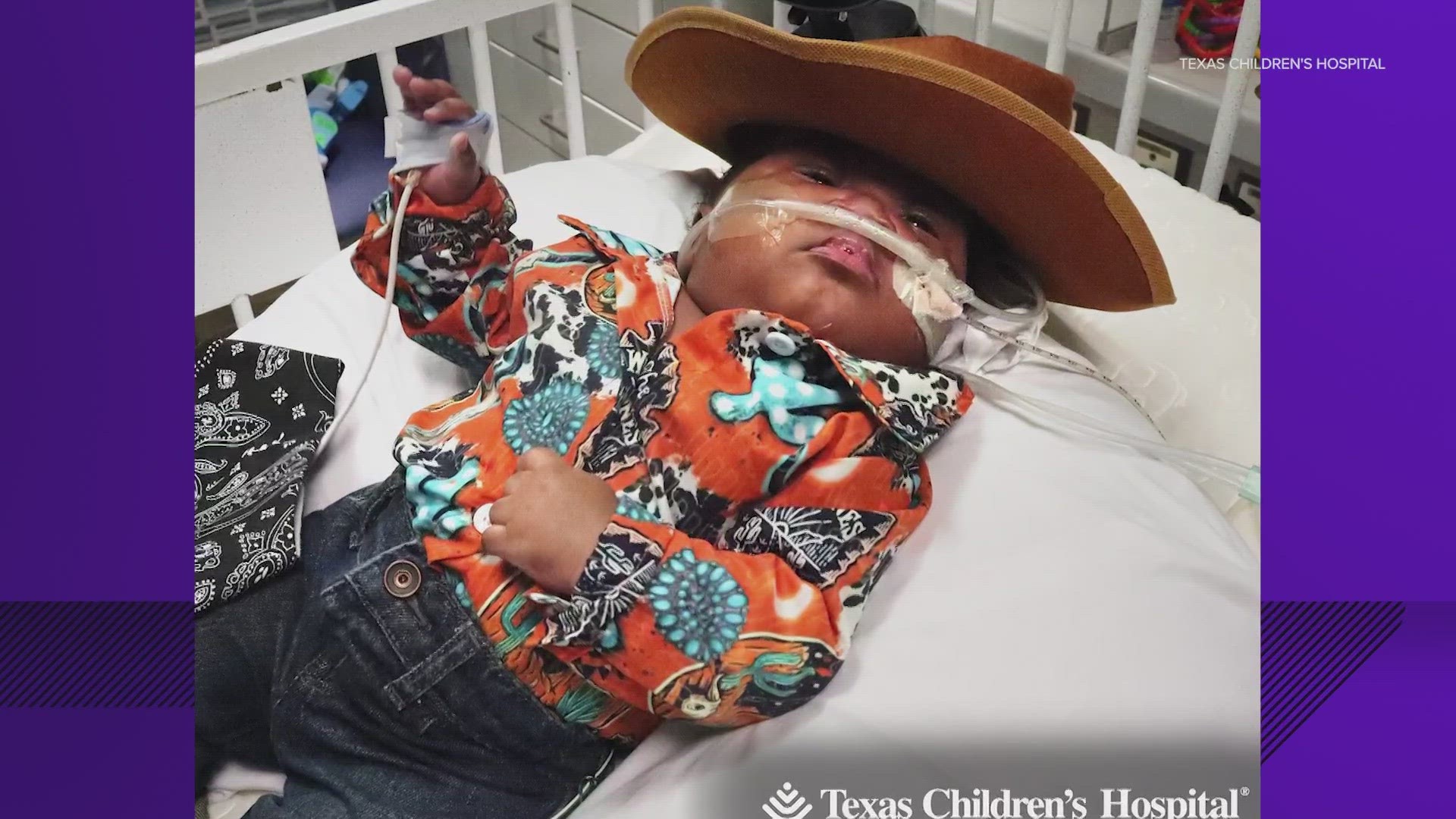 Newborns at the Texas Children's Hospital Neonatal Intensive Care Unit dressed up in their best Western gear for a photoshoot.