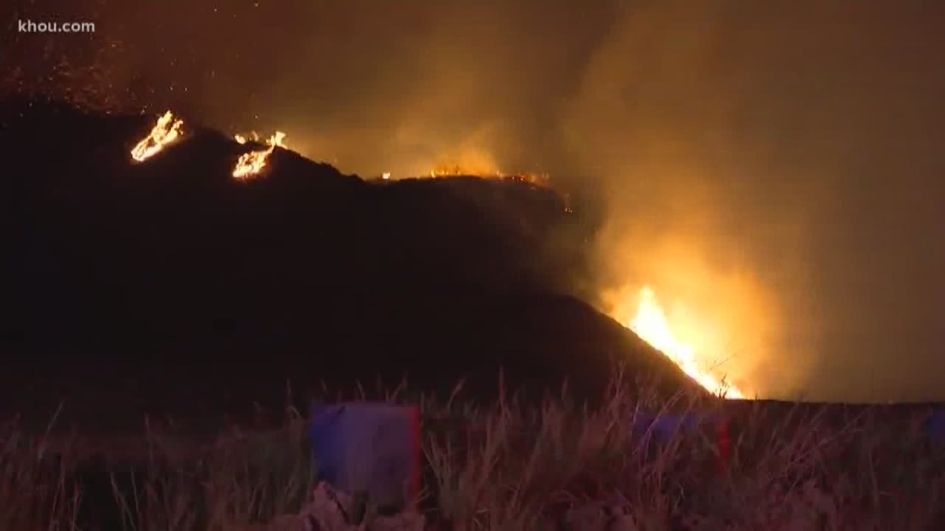 Firefighters battled a mulch fire for several hours overnight in east Houston.