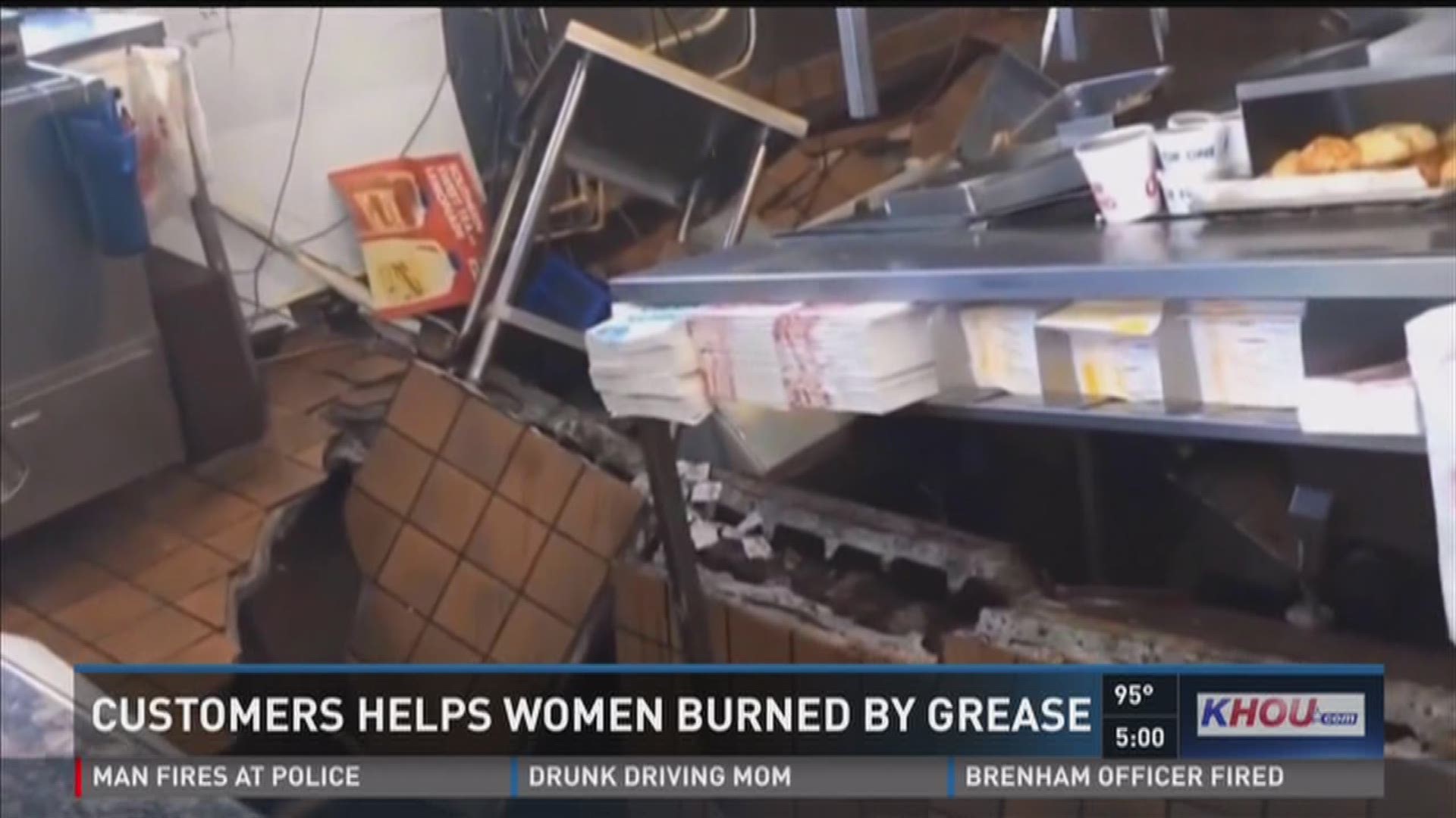 Three women were injured after a floor collapsed at Church's Chicken in Livingston and burned by hot grease. (Scene video courtesy: PolkCountyToday.com.)