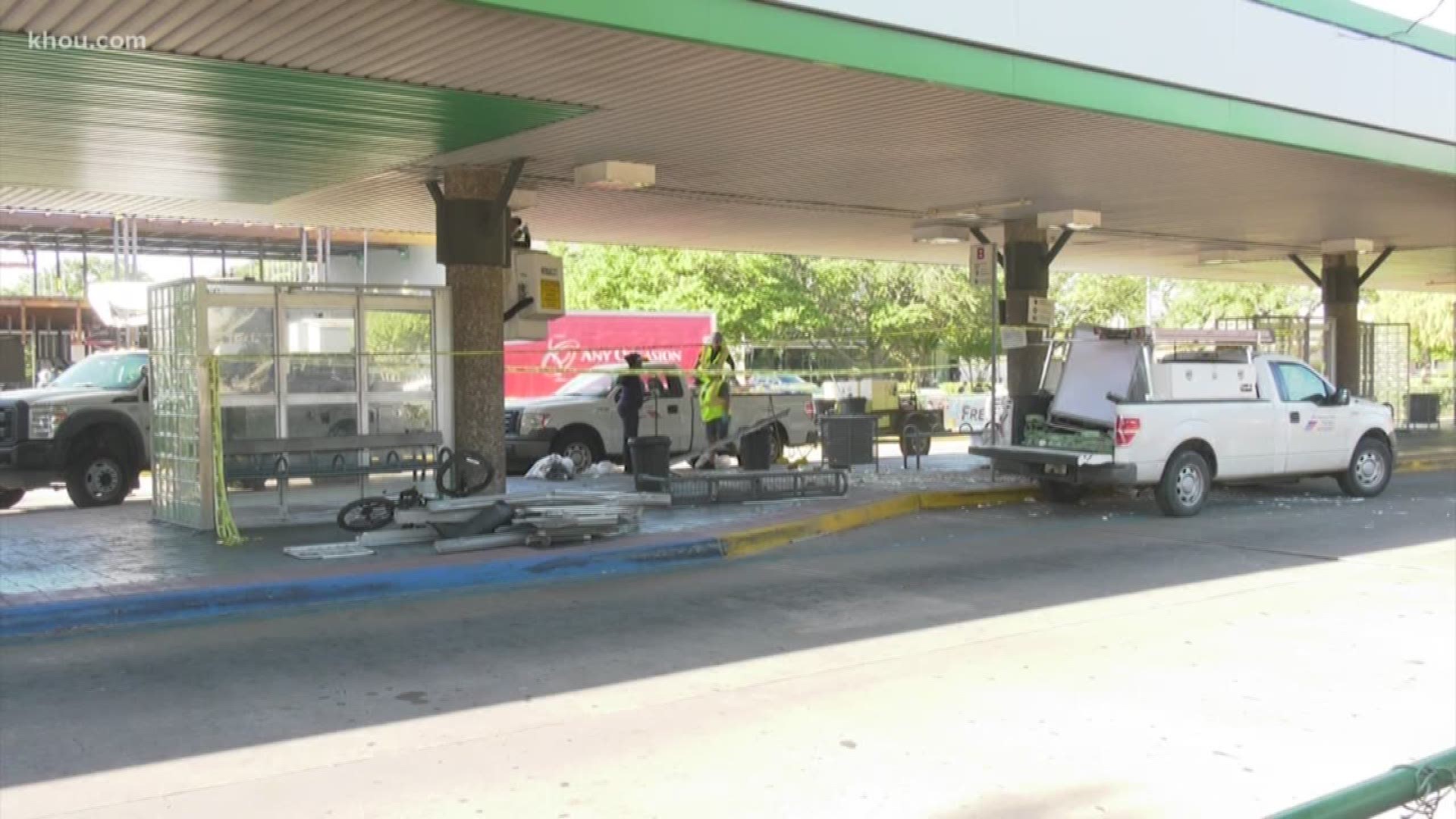 The Bellaire Transit Center was closed for several hours after a Metro bus driver lost control hit a curb and then two pedestrians.