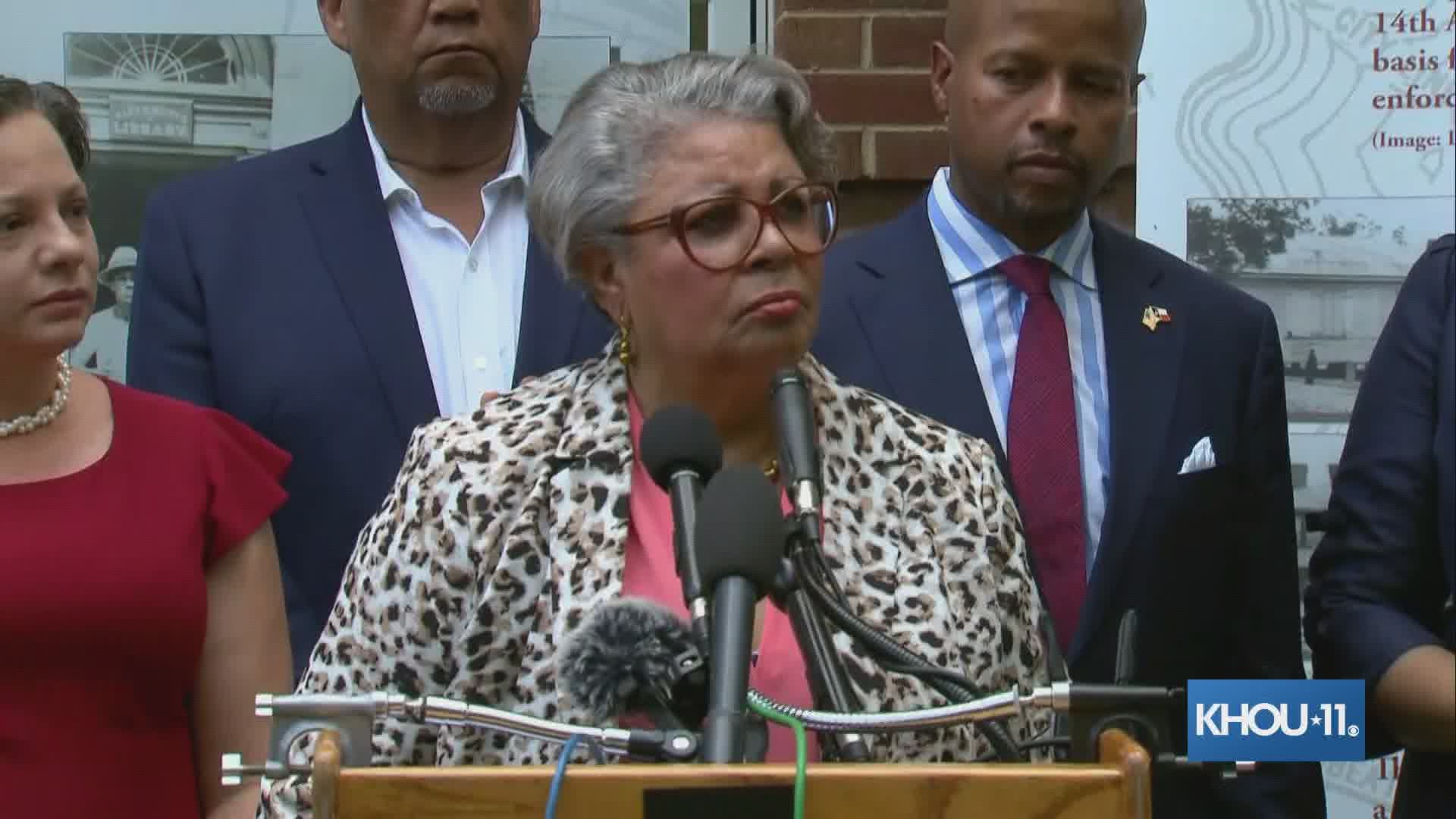 Texas Democratic Rep. Senfronia Thompson spoke at a news conference in Virginia on Friday, July 16, on voting rights and election law.