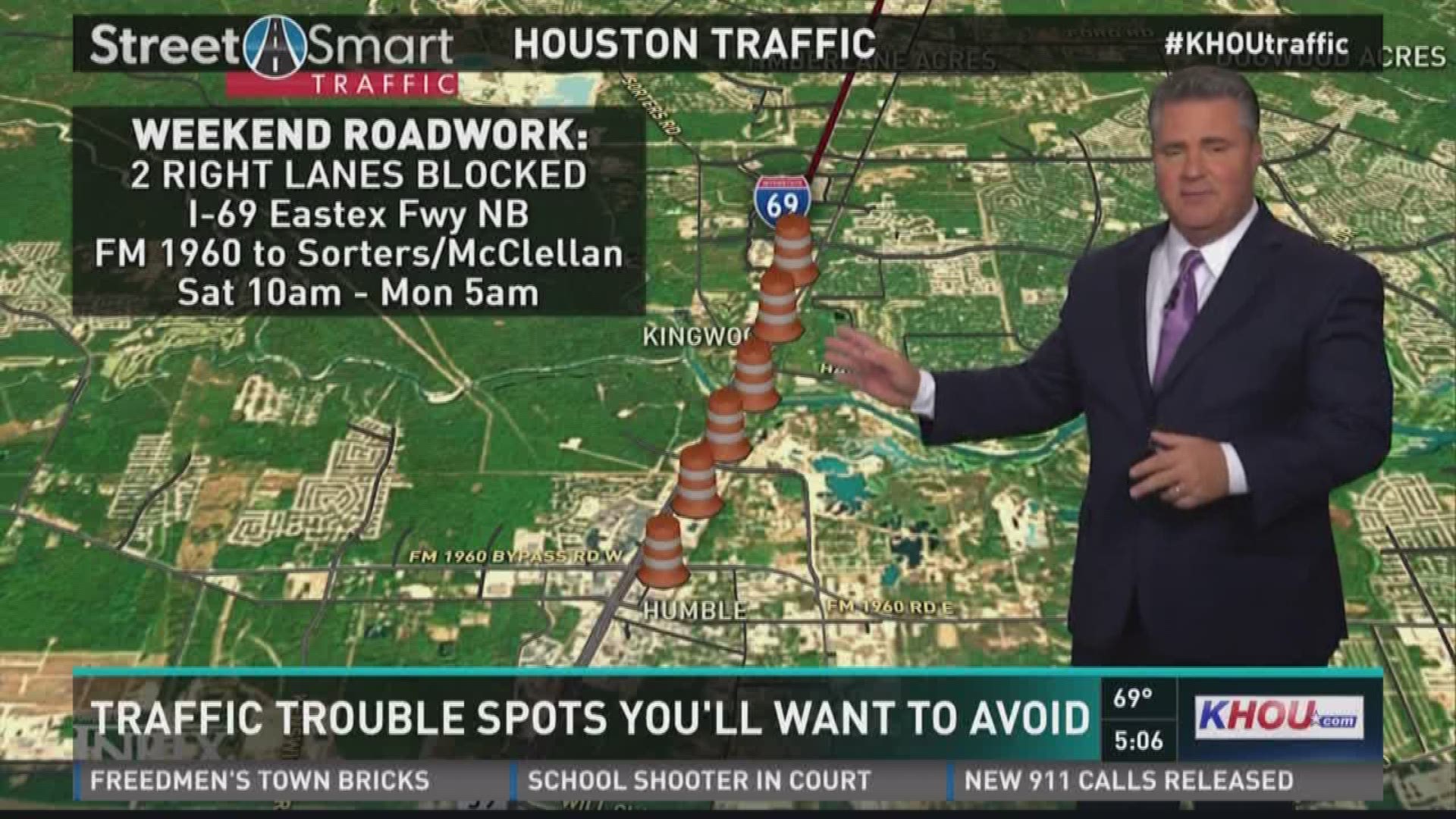 KHOU 11 Traffic Anchor Darby Douglas has a look at road closured and construction work for this weekend. 