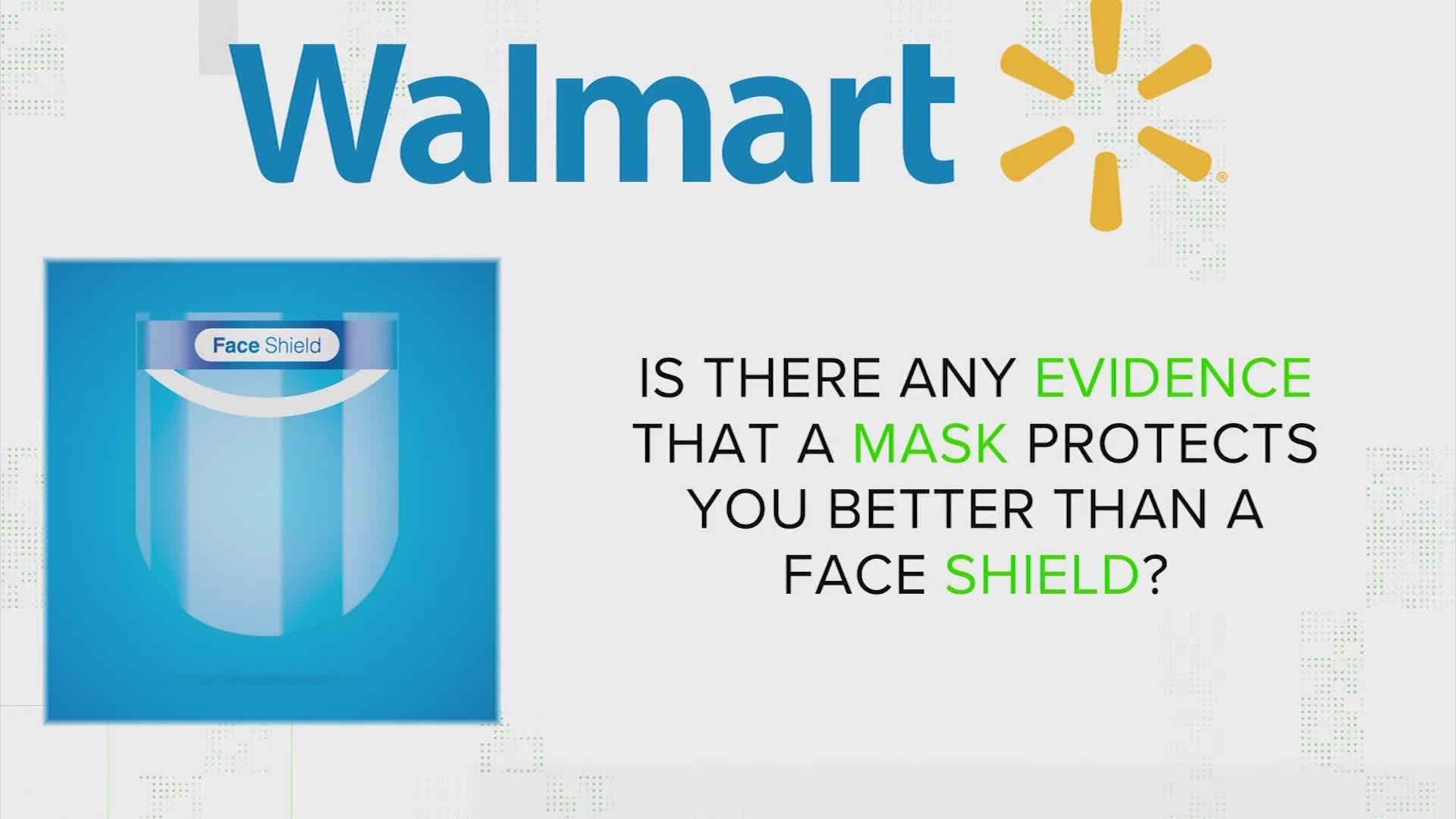 A viewer who walked into Walmart and was told she had to leave because she was wearing a face shield wanted to know if cloth masks protect you more than face shields
