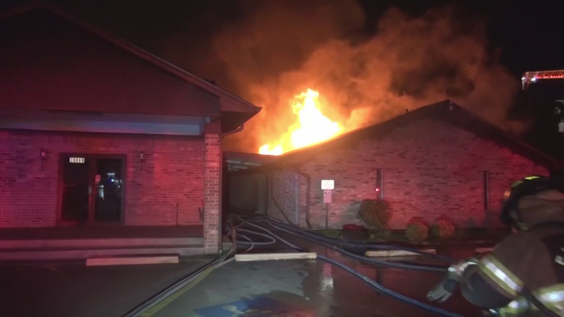 A nearly century-old church in Montgomery County caught fire Monday morning, but the main part where the congregation met was spared.