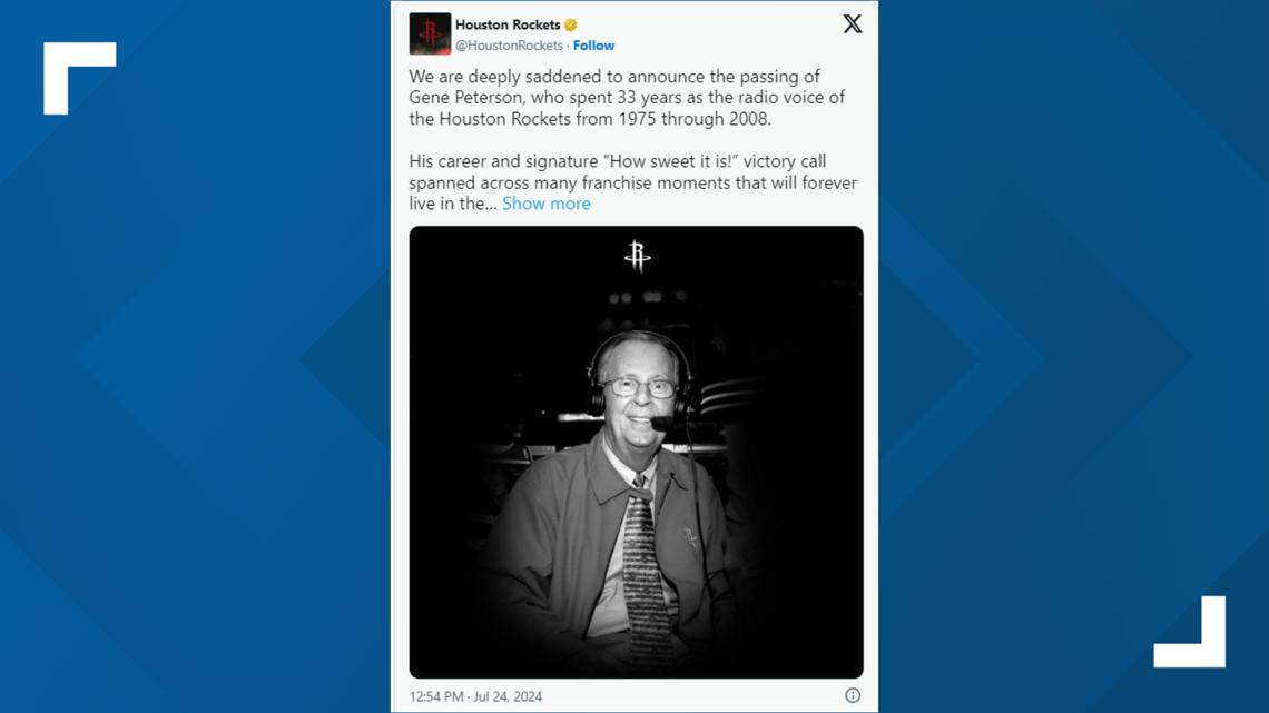 Jim Peterson Rockets Former longtime Rockets radio announcer Gene Peterson dies | khou.com