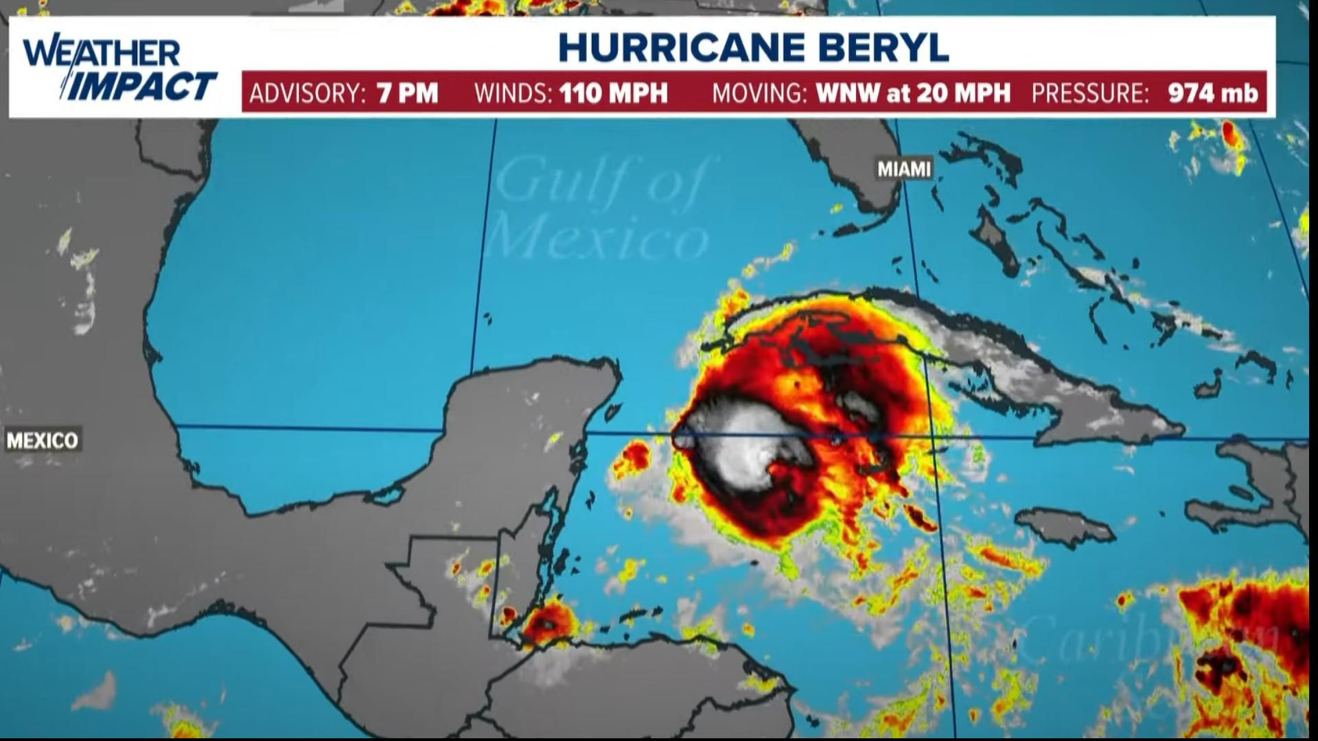 KHOU 11 Chief Meteorologist David Paul has the latest on Hurricane Beryl, which is heading toward Mexican destinations along the coast of the Yucatan Peninsula.