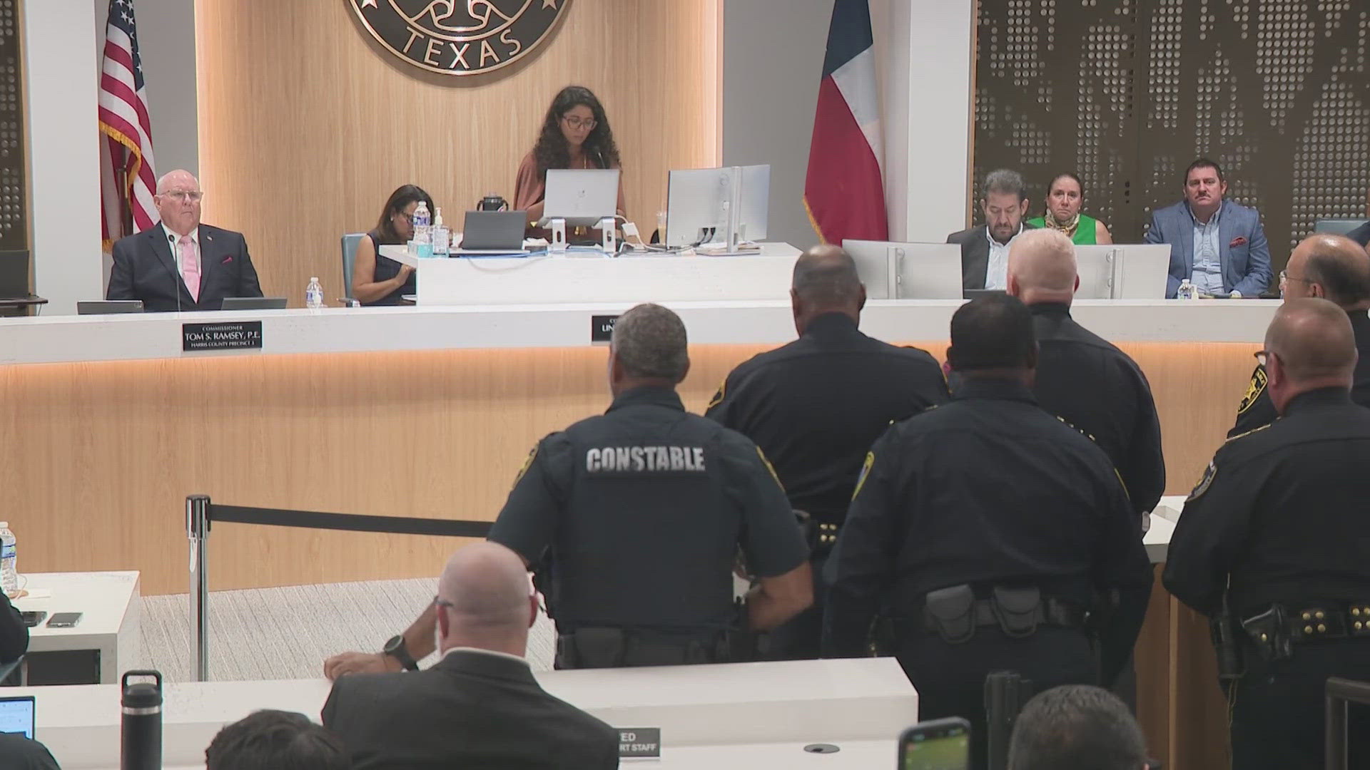 This week's meeting was less chaotic, but there were a few fireworks when County Judge Lina Hidalgo asked commissioners what they'd cut to pay for the raises.
