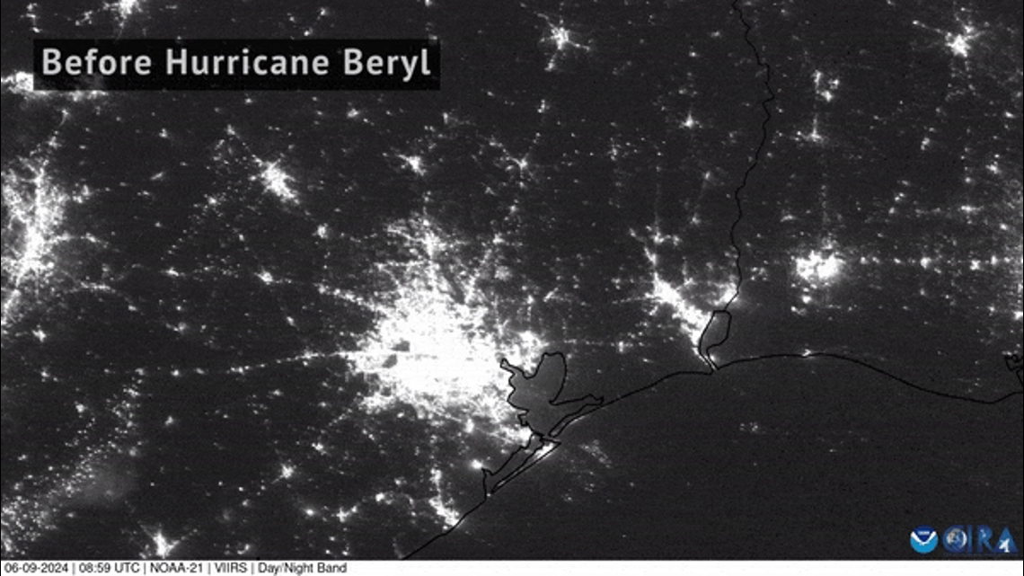 Beryl power outages in Houston: Before and after from space | khou.com