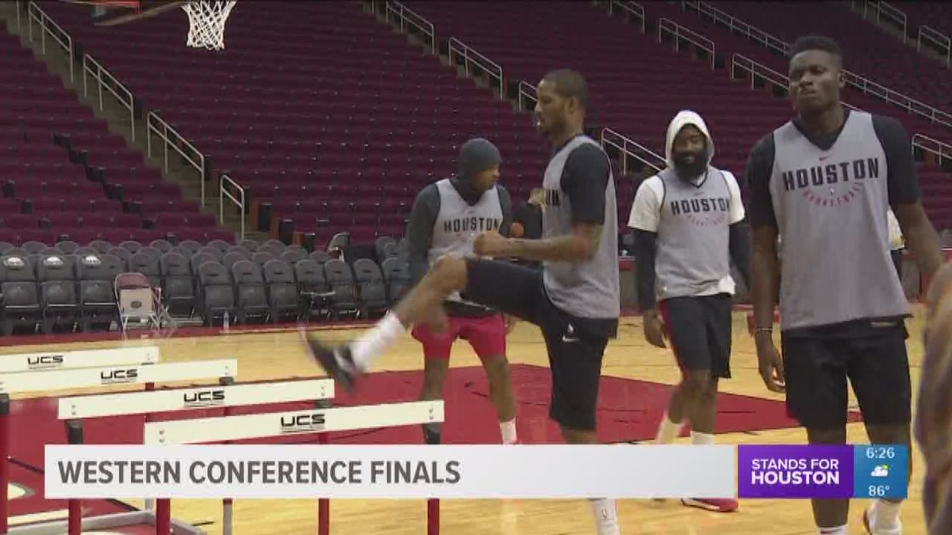 The Houston Rockets practiced Saturday ahead of their series opener against the Golden State Warriors Monday night.