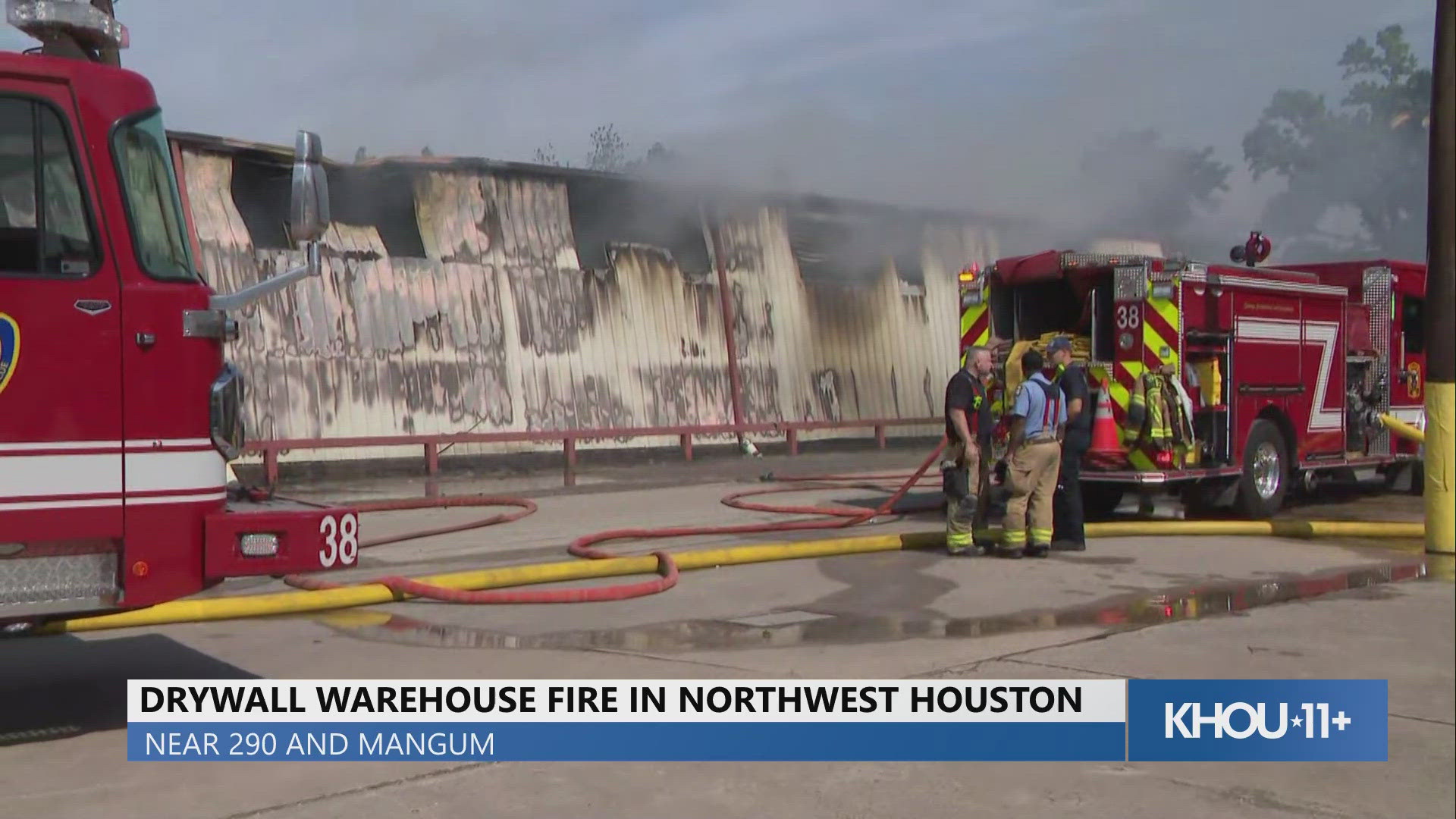 People were being told to avoid the area. No injuries have been reported at the drywall warehouse.