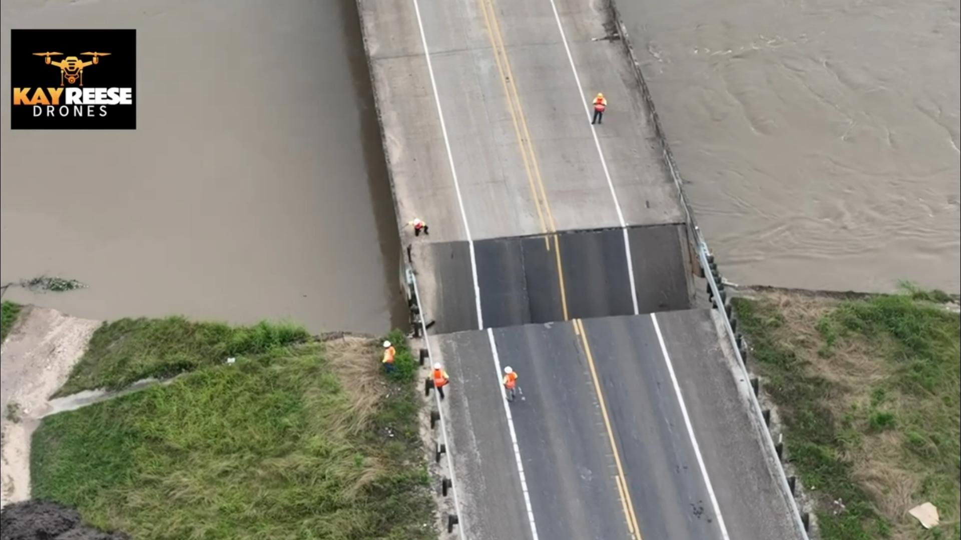 This section of the FM 787 Bridge over the Trinity River is closed due to this collapse.