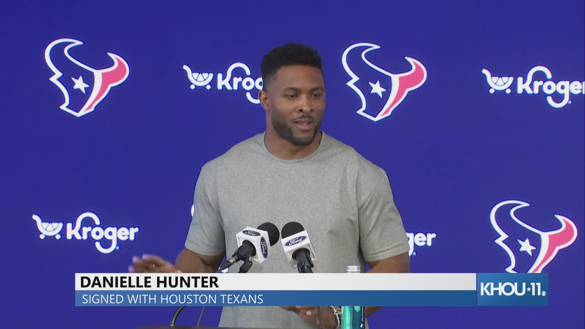 Danielle Hunter joined Houston in free agency and spoke to the media on Thursday. He was asked about his number 99 and responded that he's changing it.
