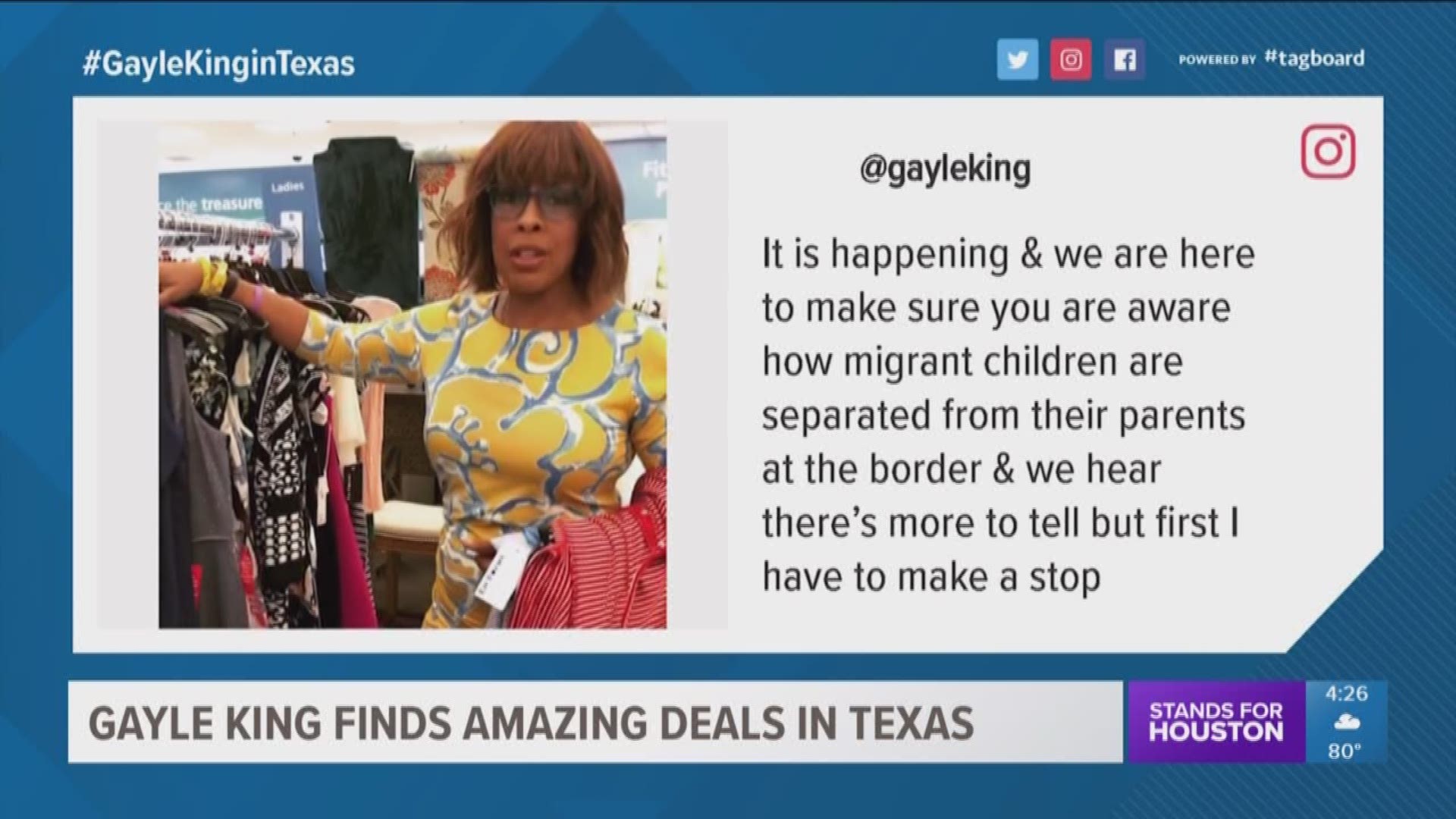 When CBS This Morning anchor Gayle King learned she'd be in McAllen covering the immigrant story longer than expected, she realized she didn't pack enough clothes. Her driver recommended Ross, a popular discount store,  and King scored five dresses for $74.
