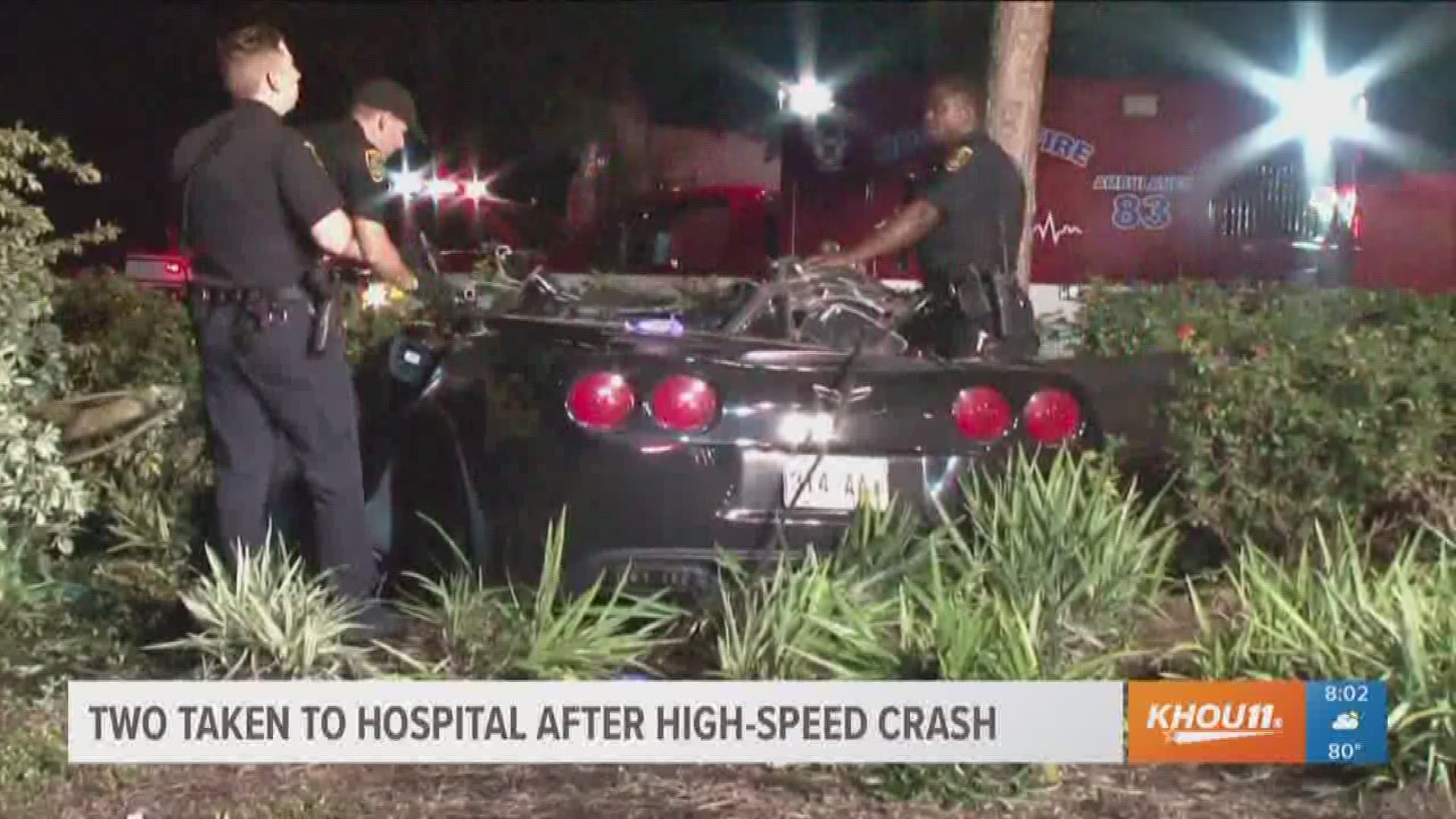 KHOU 11's Ron Trevino reports on a Corvette crash that sent two men to the hospital in Houston
