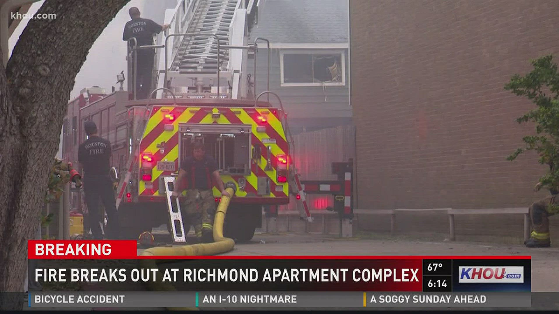 A fire broke out at a Richmond apartment complex in west Houston Saturday afternoon, damaging nine units.