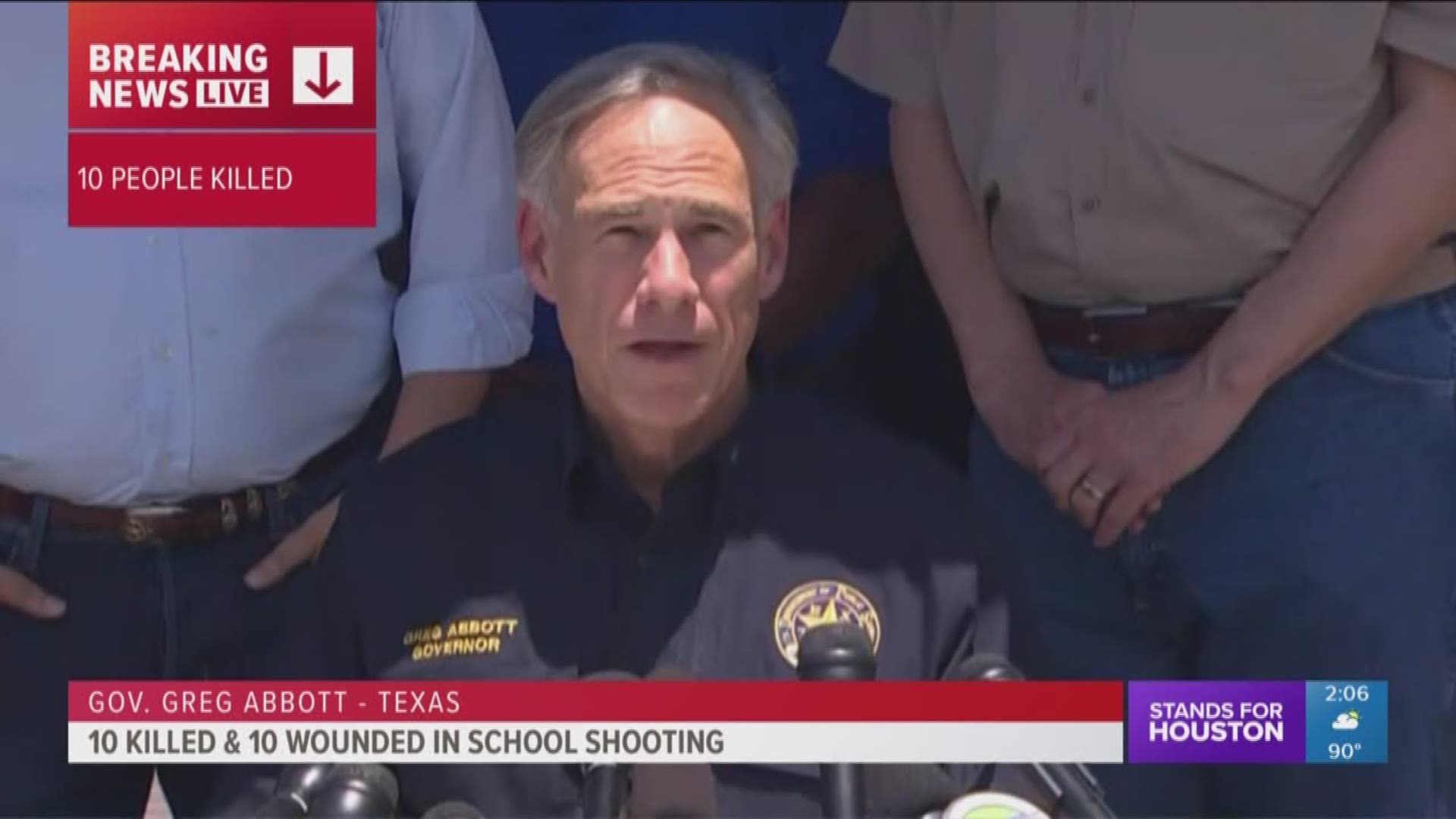Texas governor Greg Abbott shared information at a presser following the deadly shooting at Santa Fe High School