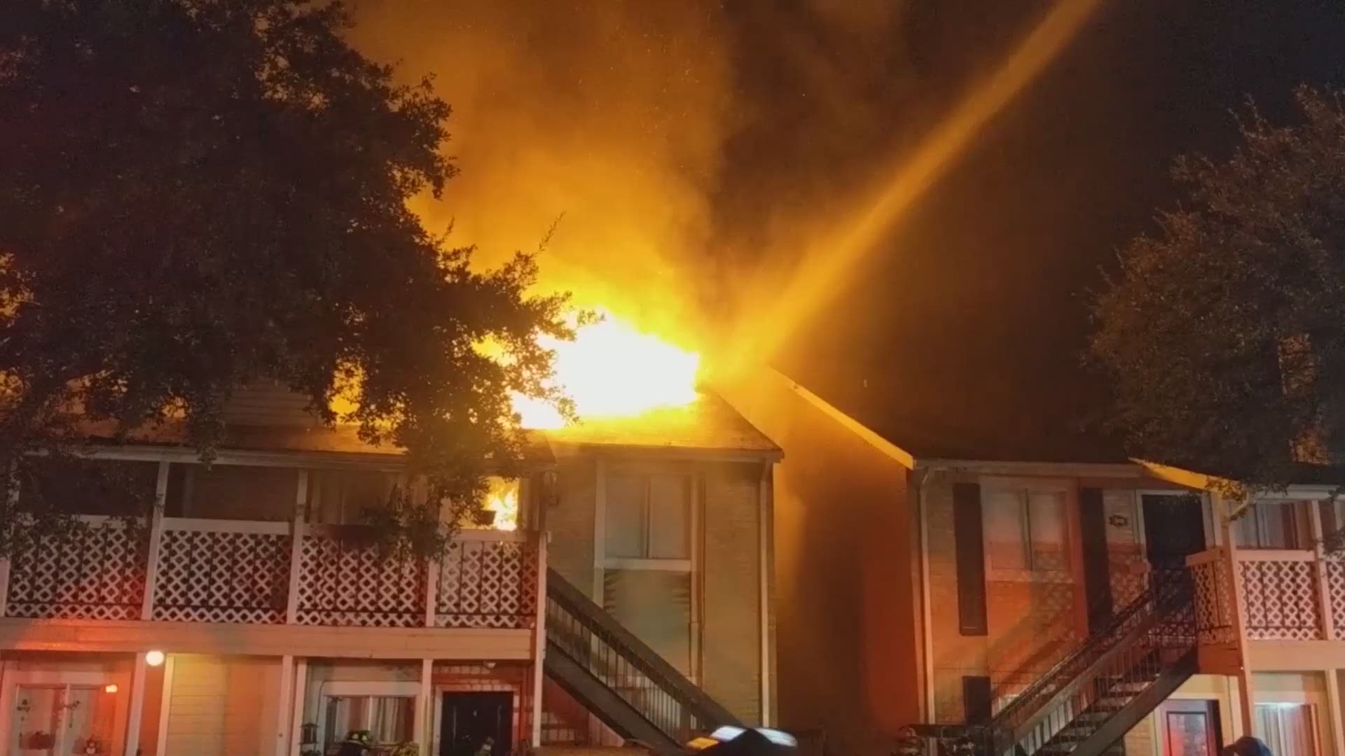 About 12 units were damaged at a north Harris County apartment complex after a 2-alarm fire.