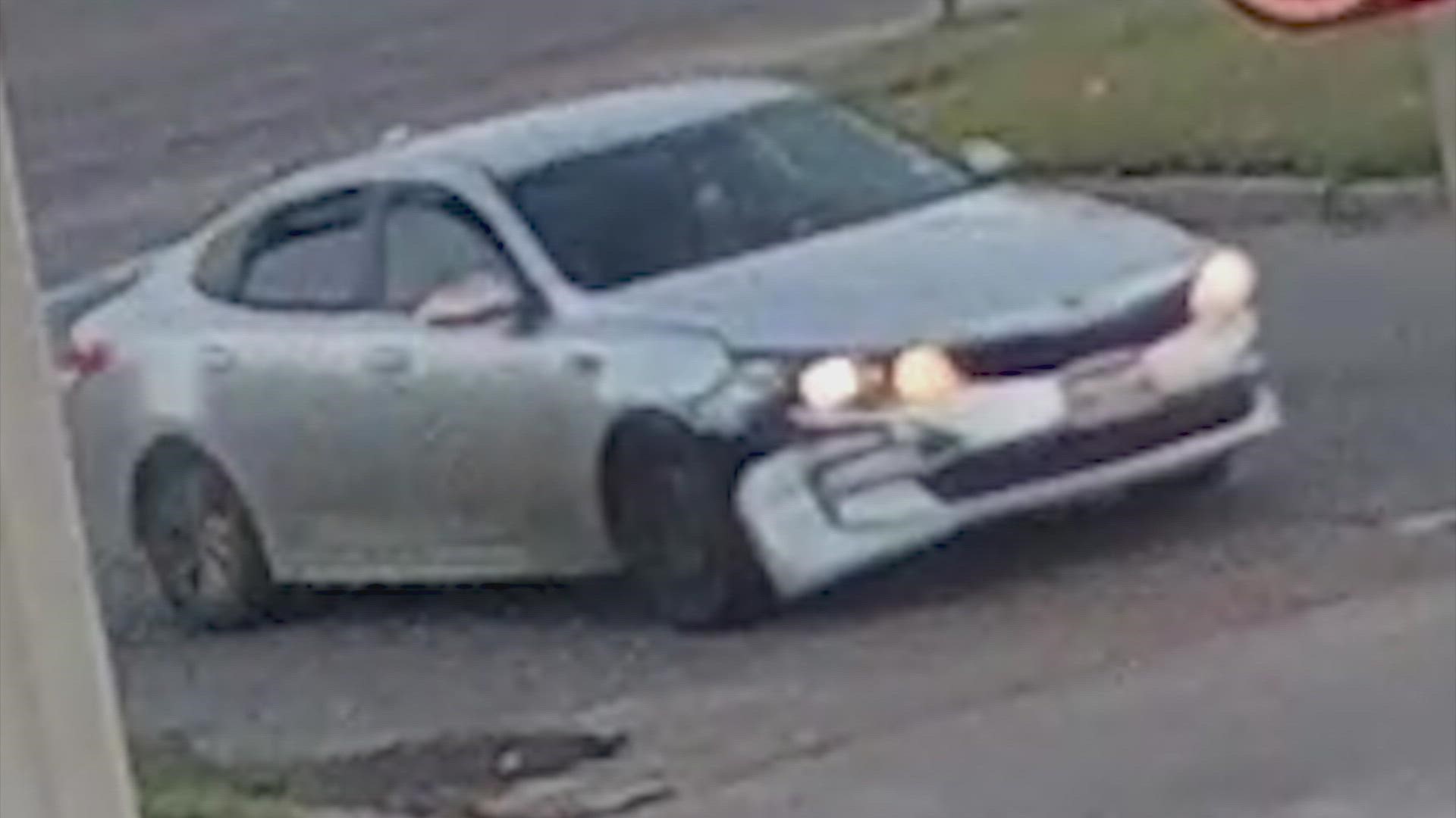 Detectives say someone in a damaged white or gray 4-door sedan, possibly a KIA Optima, fired multiple shots into the victim's home in east Harris County late Sunday.