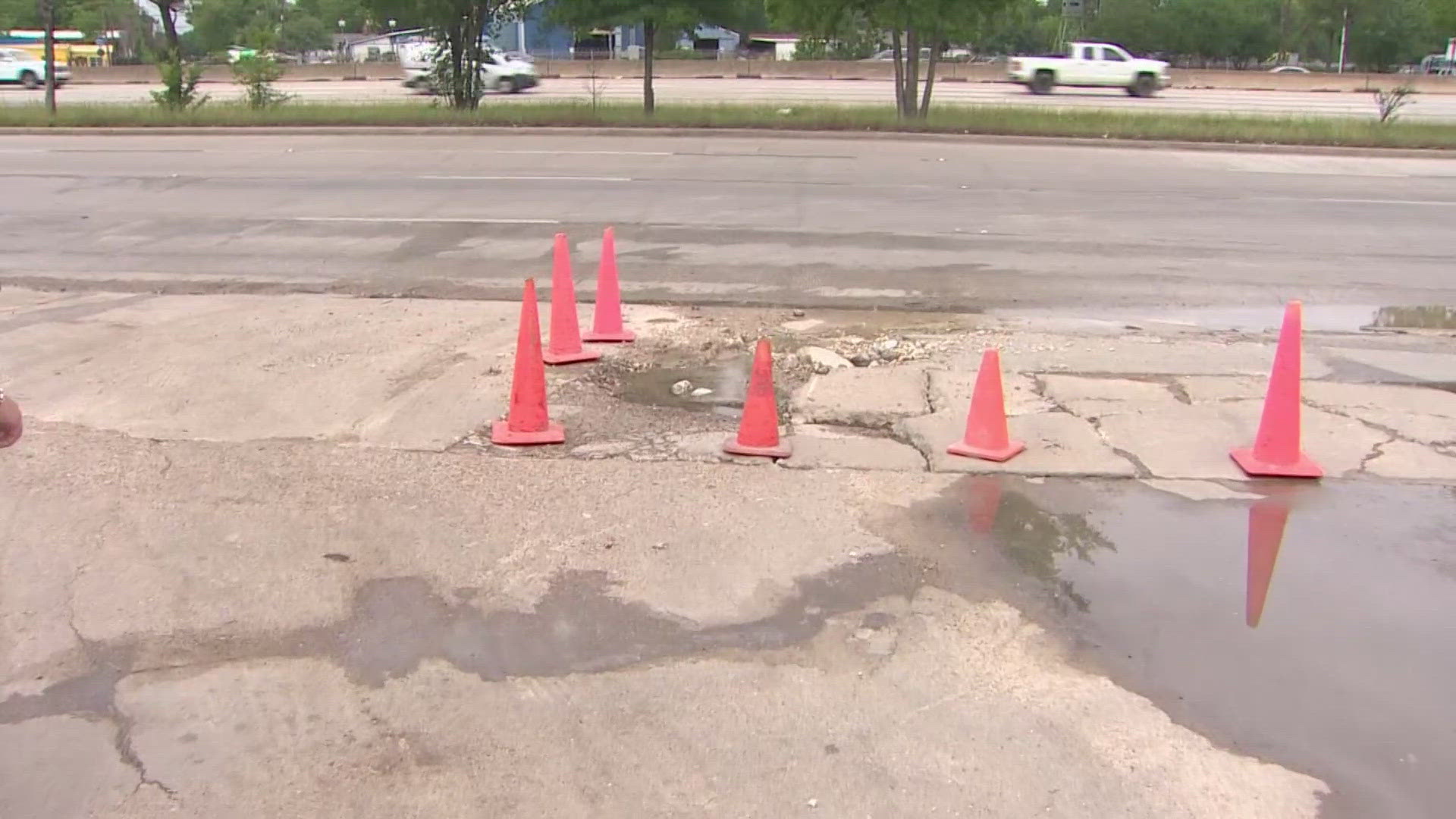 The general manager of Eastex Collision Repair said an estimated cost to repair their driveway eroded by the leaking fire hydrant is $20,000.