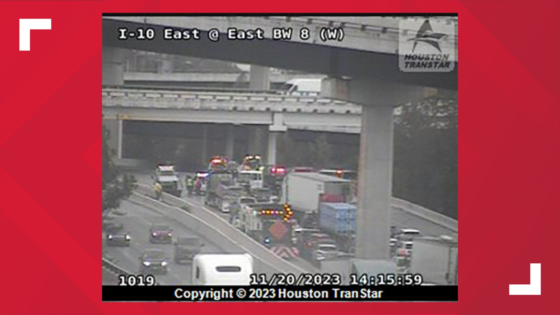 East Freeway eastbound at Beltway 8 closed due to wreck | khou.com