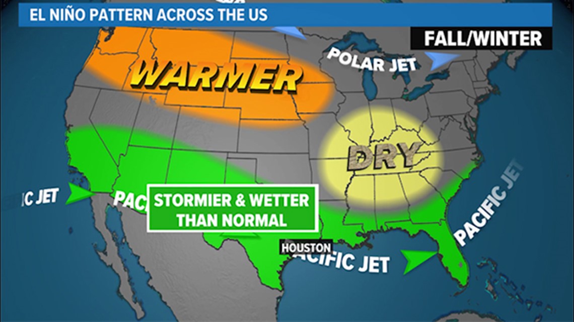 NOAA winter outlook 20232024 Houston, Texas colder, wetter