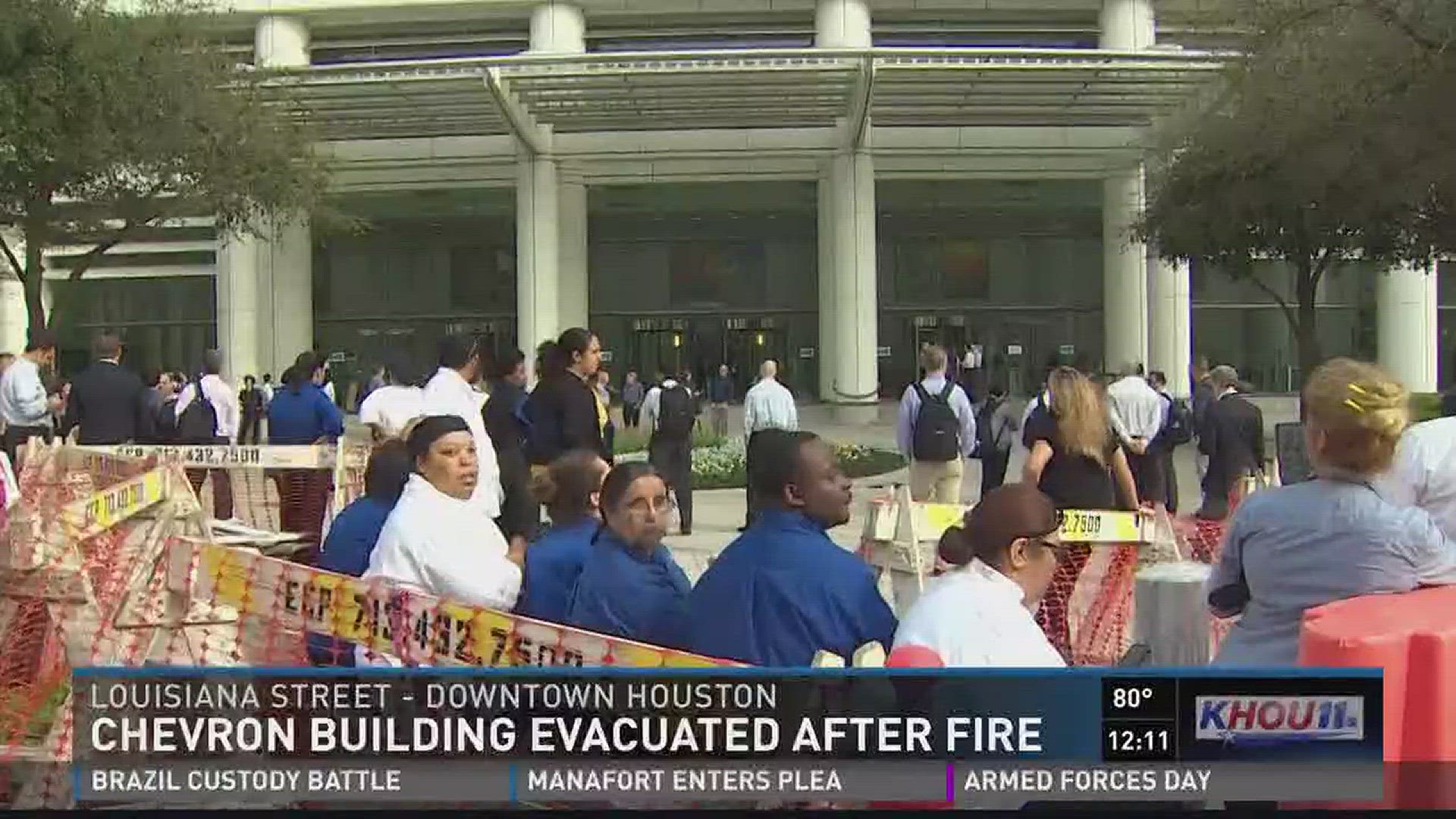 The Chevron Building downtown was evacuated due to a fire in the basement Wednesday morning.