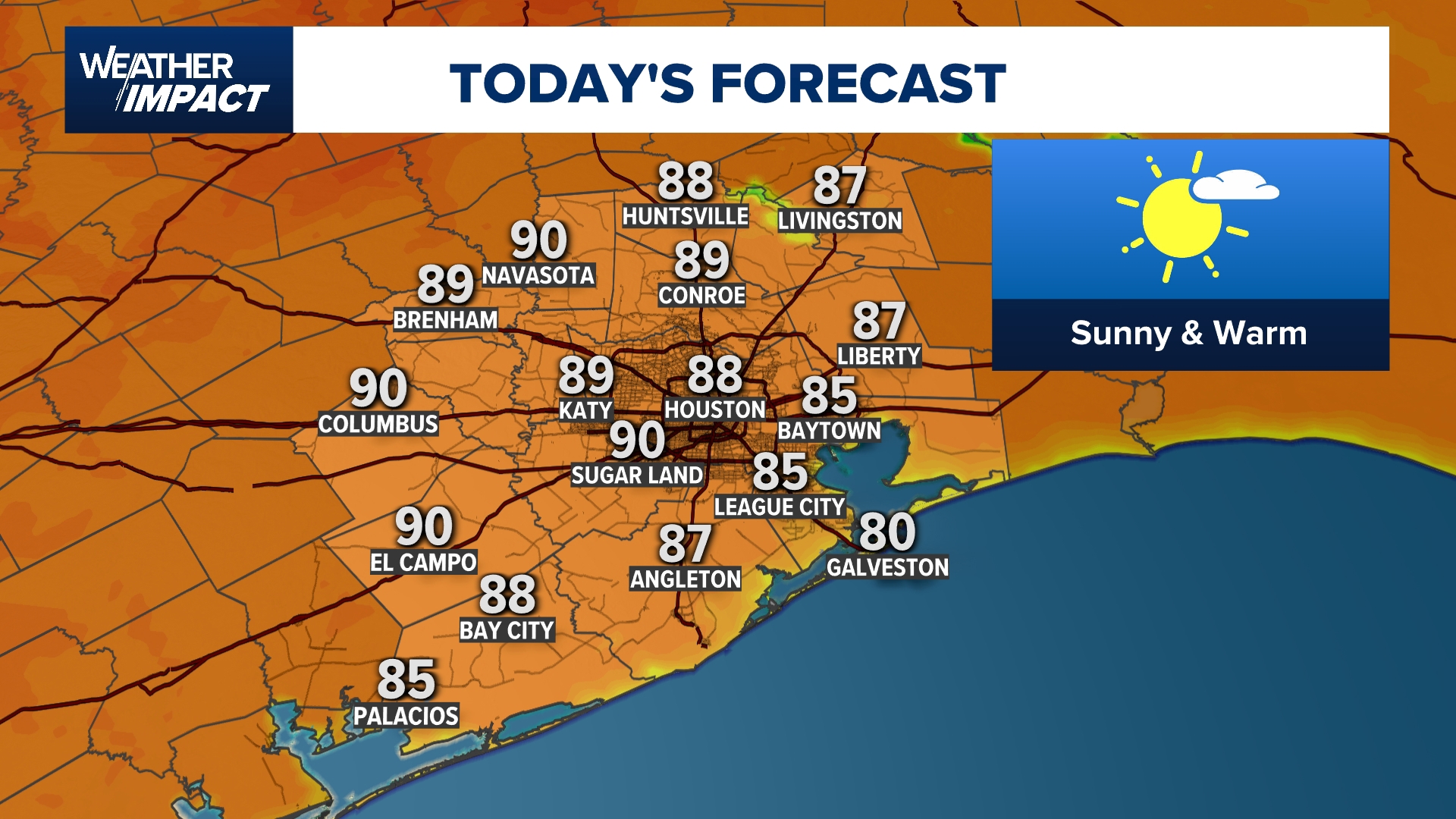 Everyday this week will feature warm days and cool night with mostly sunny skies.