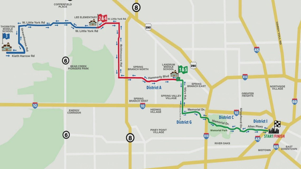 Tour de Houston 2022 routes, start times