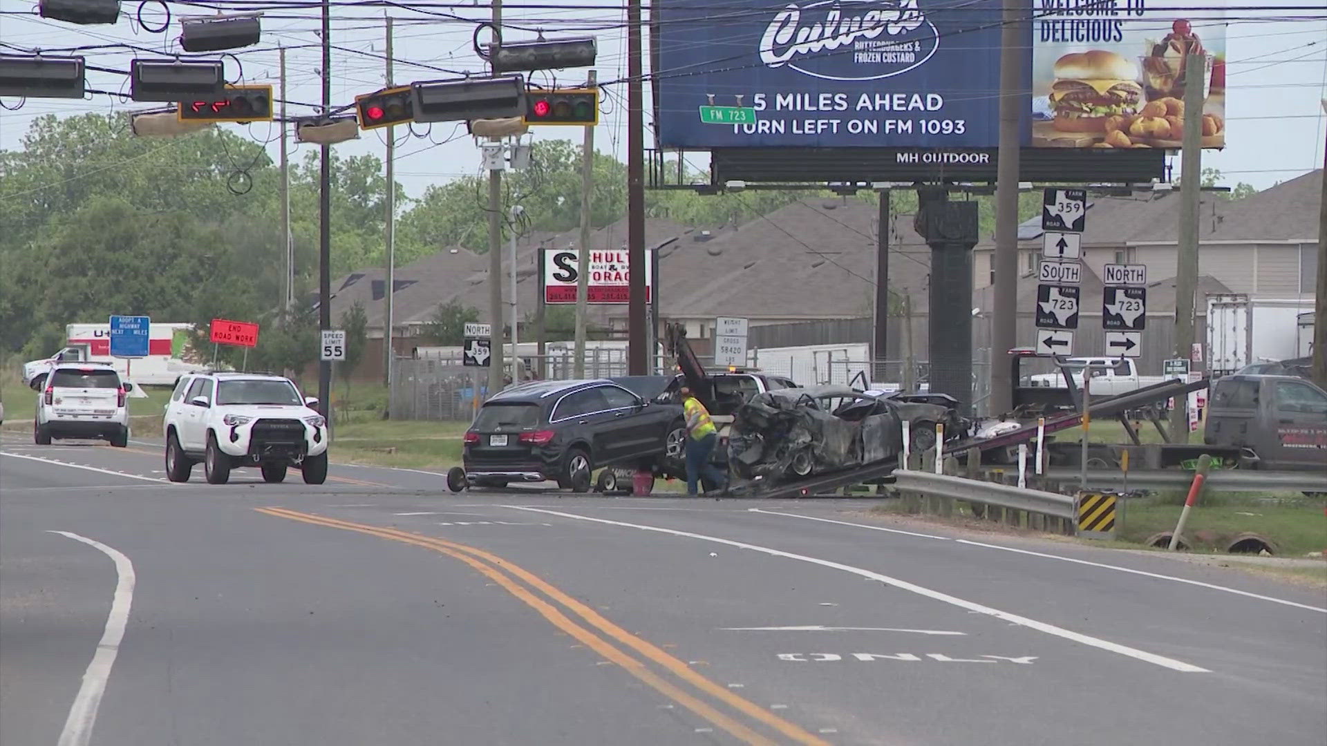 A fiery car crash in Fort Bend County claimed at least one life Friday morning. School buses were rerouted as students made their way to Foster High School.