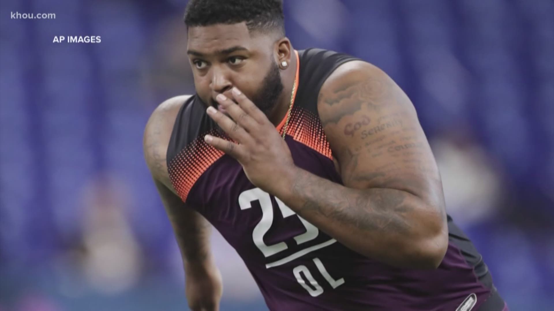 The Houston Texans chose offensive tackle Tytus Howard of Alabama State with the 23rd overall pick in the NFL draft Thursday night, hoping he can help protect banged-up quarterback Deshaun Watson.