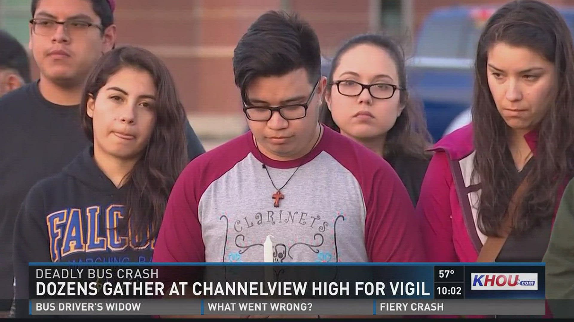 On Tuesday night, dozens of Channelview community members attended a vigil to pray for the victims of a tragic bush crash involving Channelview High School band students.