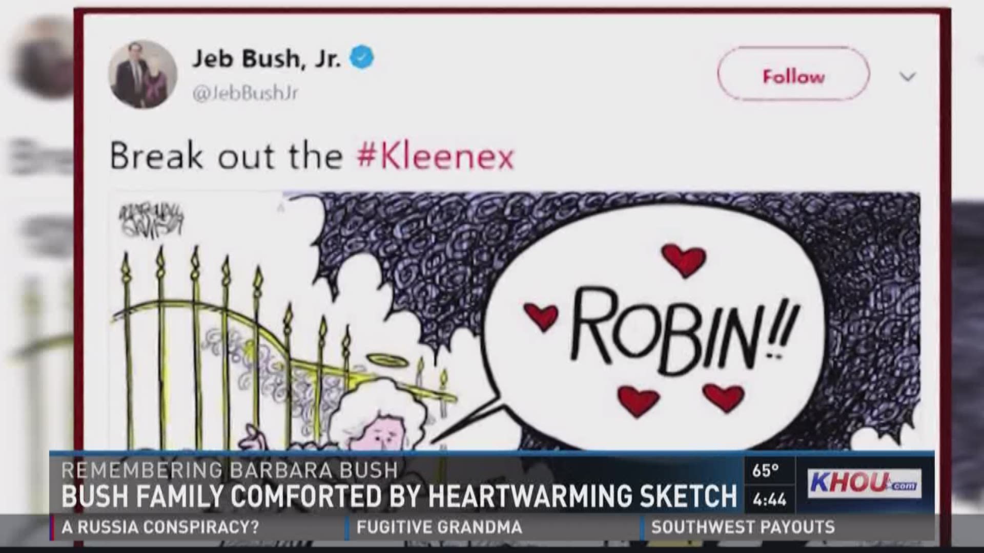 Marshall Ramsey, Editorial Cartoonist, created a cartoon that reached the First Family. It was shared on social media and the Bush Family reached out to him after seeing it. 
