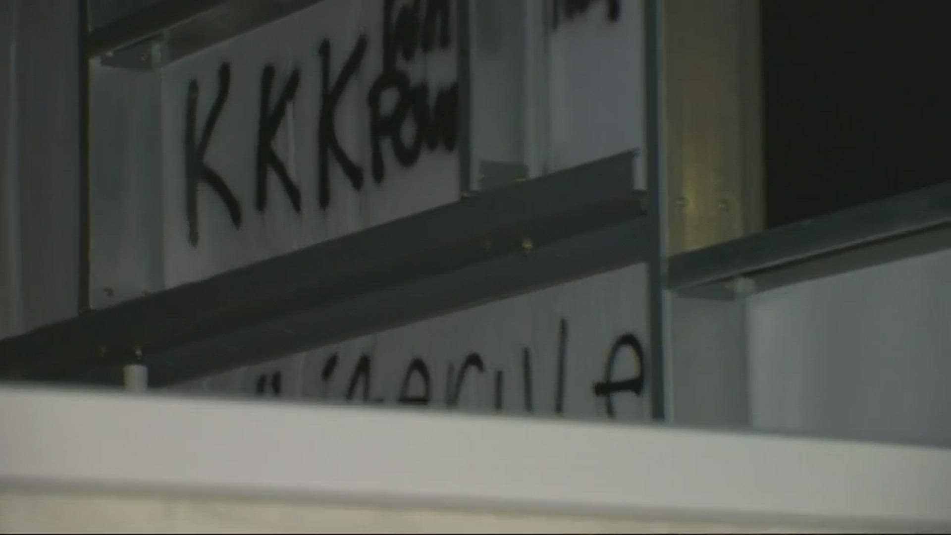 A new facility for a church in Galveston was vandalized with messages of hate.