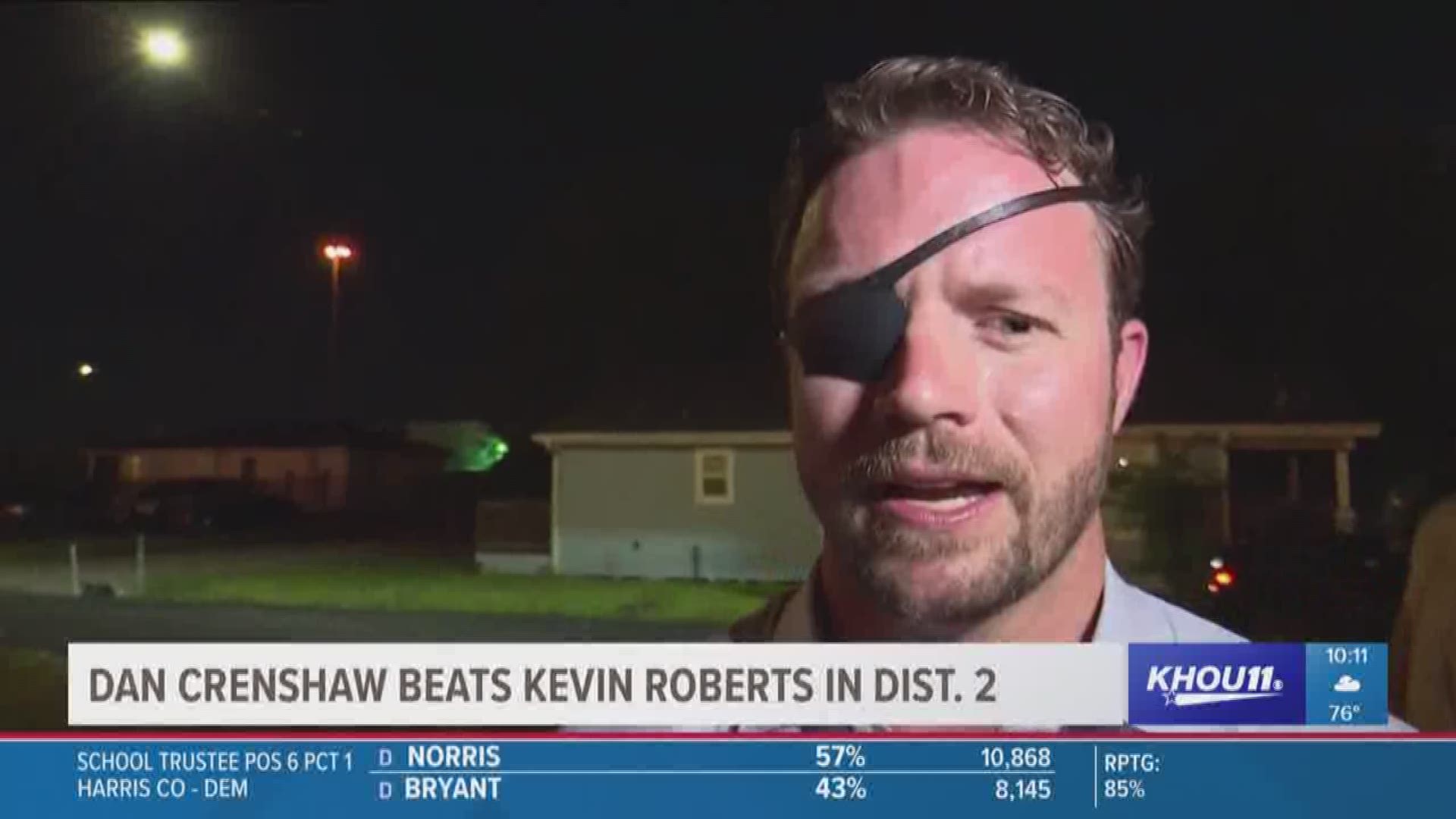 Dan Crenshaw beat Kevin Roberts in a runoff to take the Republican spot for State Rep. District 2.