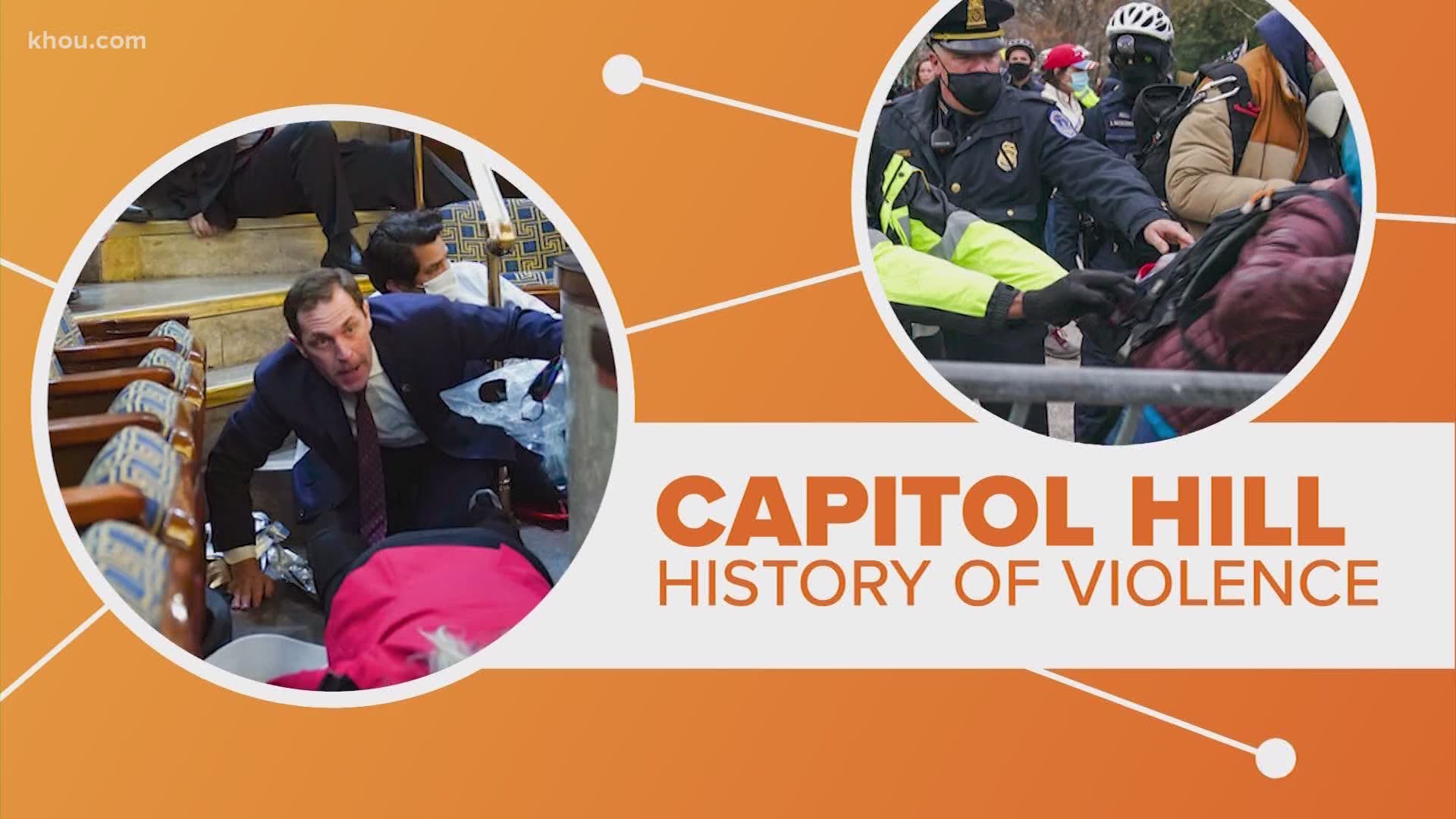As unprecedented as the scenes at the U.S. Capitol were on Wednesday, the building is no stranger to violence. Let's connect the dots.