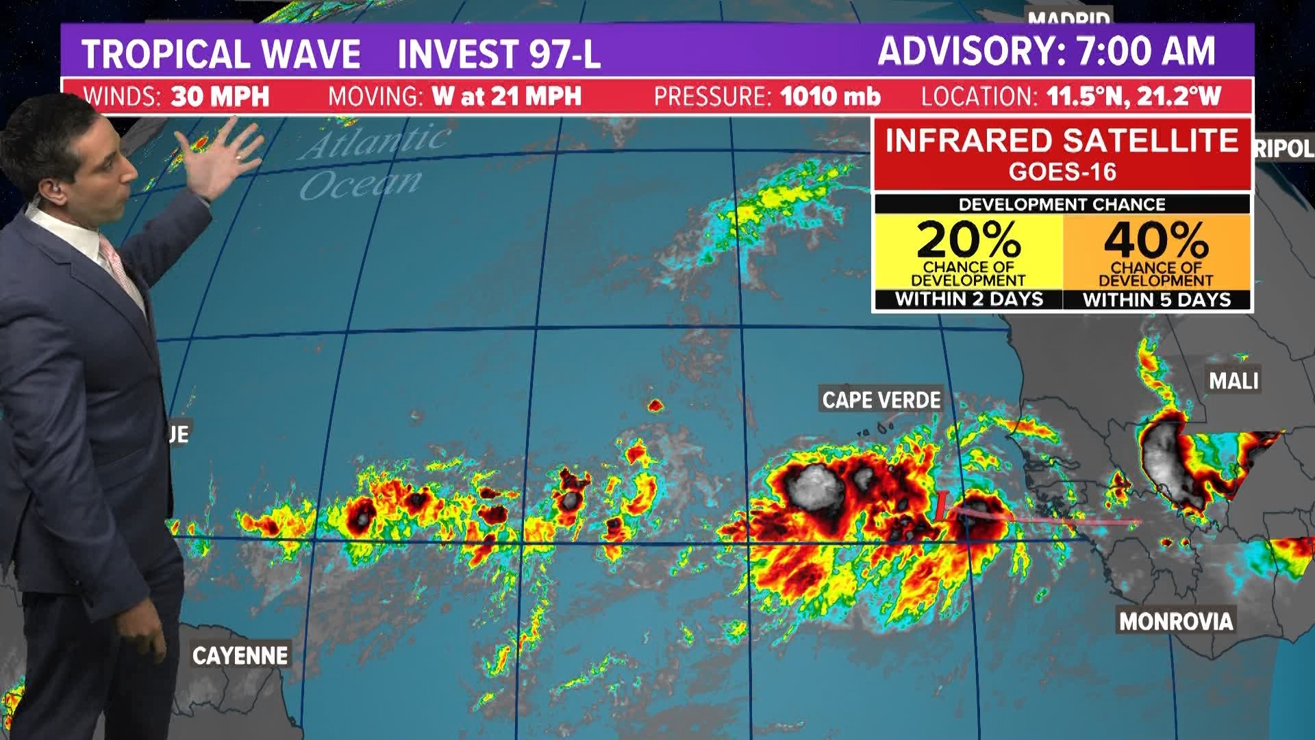 Invest 97-L near Africa's Cape Verde islands could become Danielle.