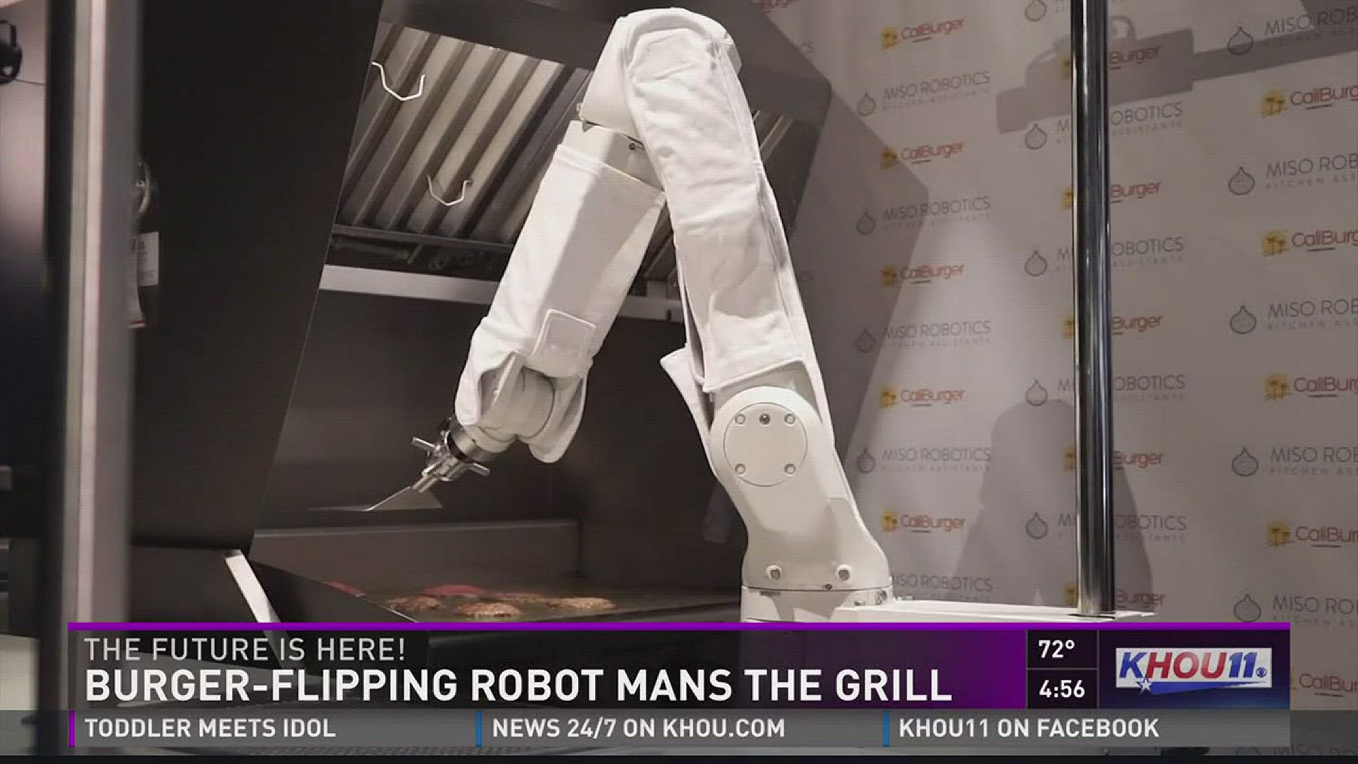 A burger chain in California is using a 100,000-dollar robot to help out with preparing meals for it's customers. The robot can flip as many as 2,000 burgers a day.