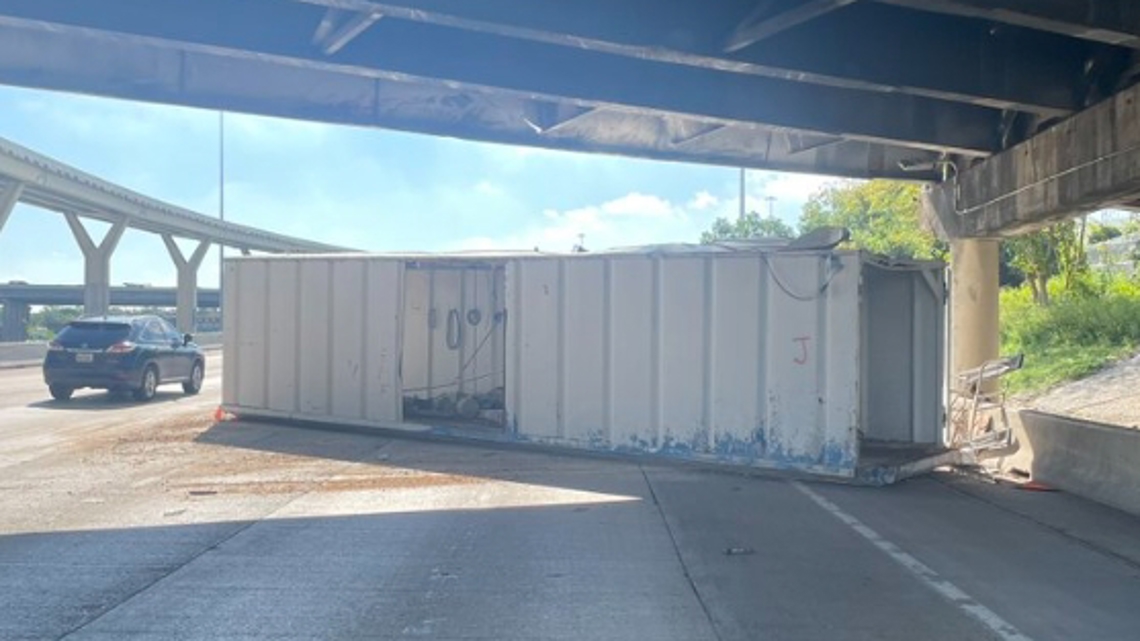 Main lanes of Katy Freeway reopen after truck hits Houston Ave. bridge ...