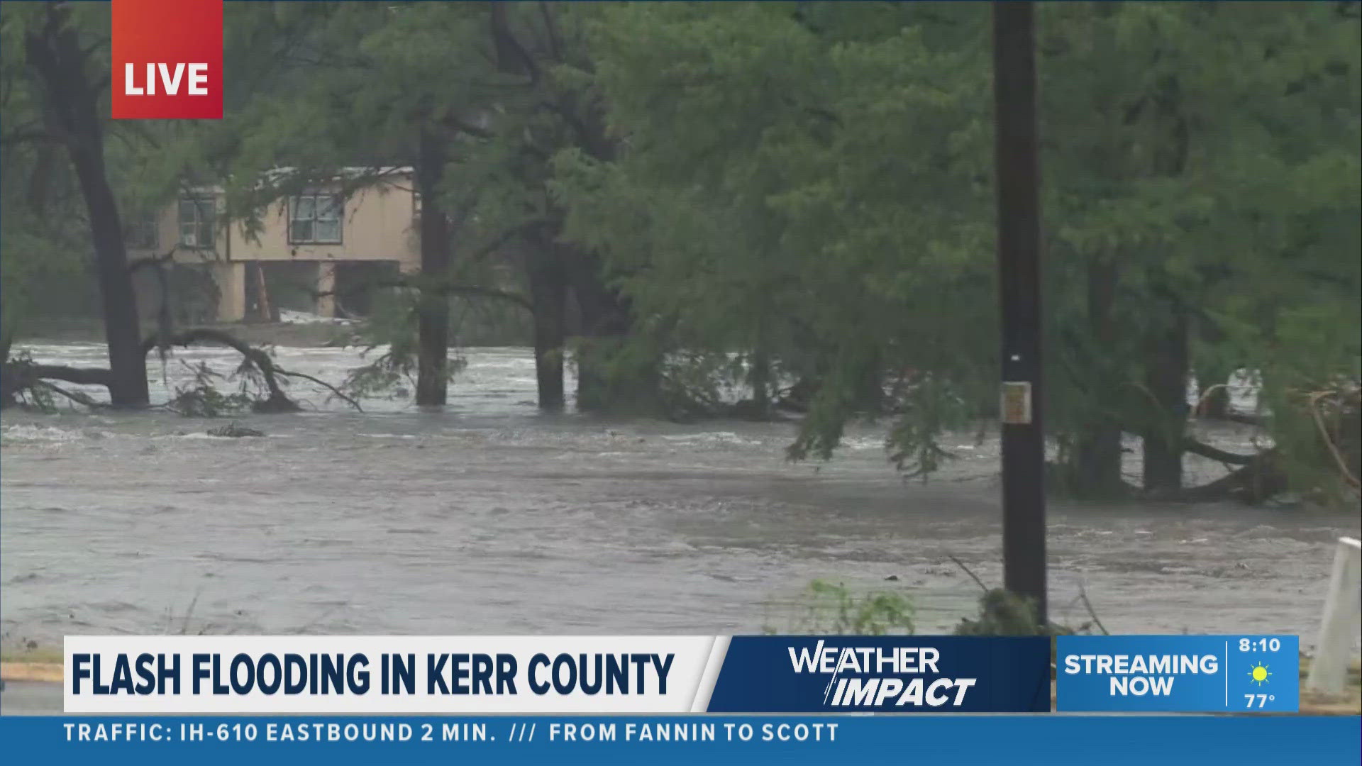 Heavy rain prompted evacuations along the Guadalupe River in Kerrville, Texas on the Fourth of July.