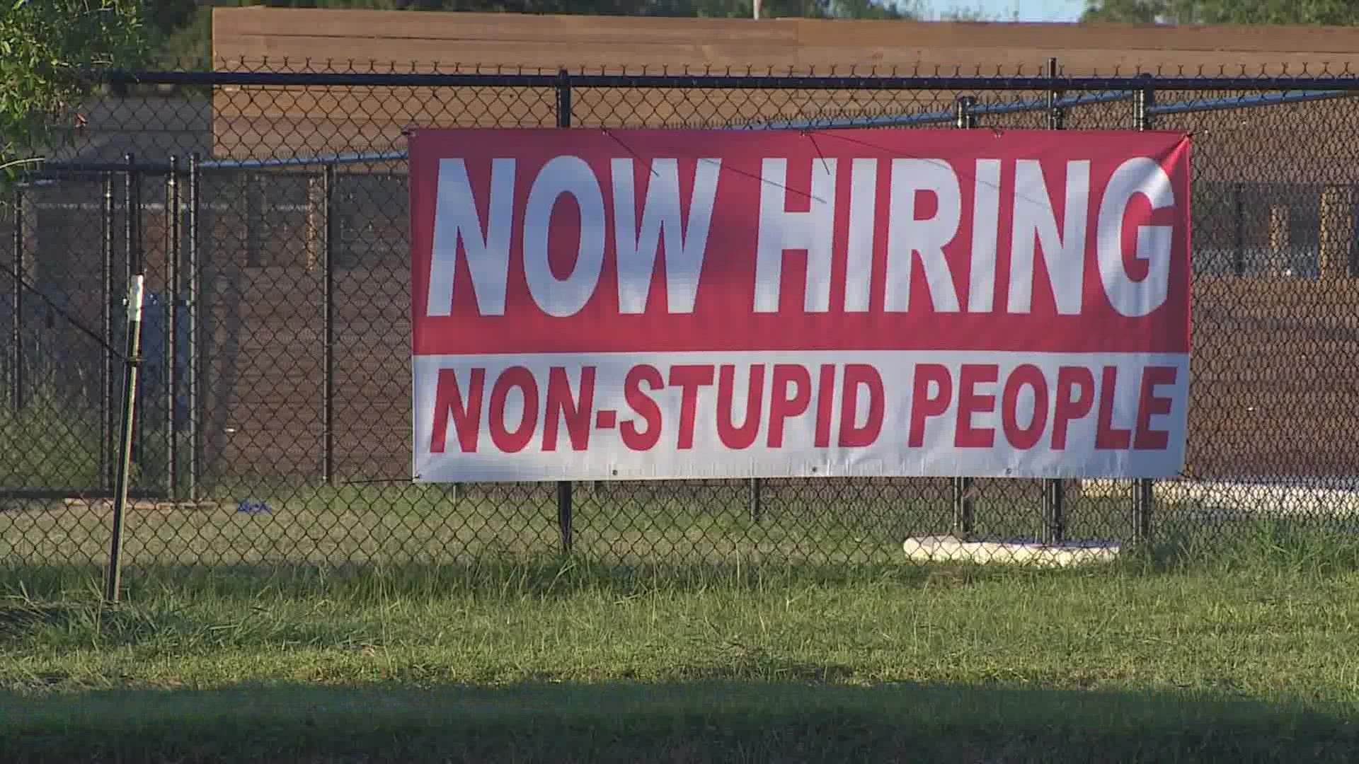 The owner of Pets Gone Wild Resort put up a hiring sign that is causing a mixed reaction in the community.