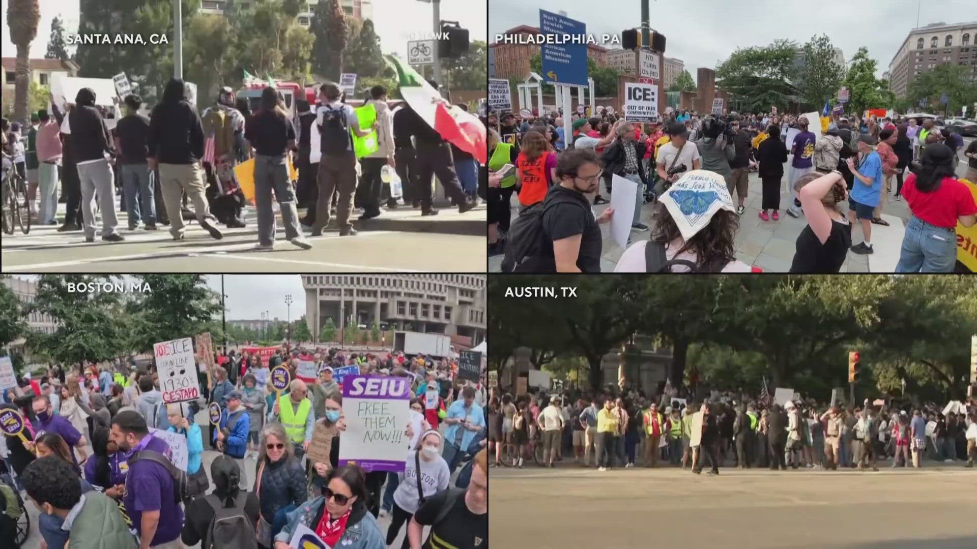 Protests over ICE deportations across the United States have resulted in property damage and arrests.