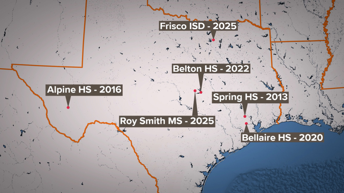 Map: Deadly incidents on Texas campuses are not common, but also not unheard of