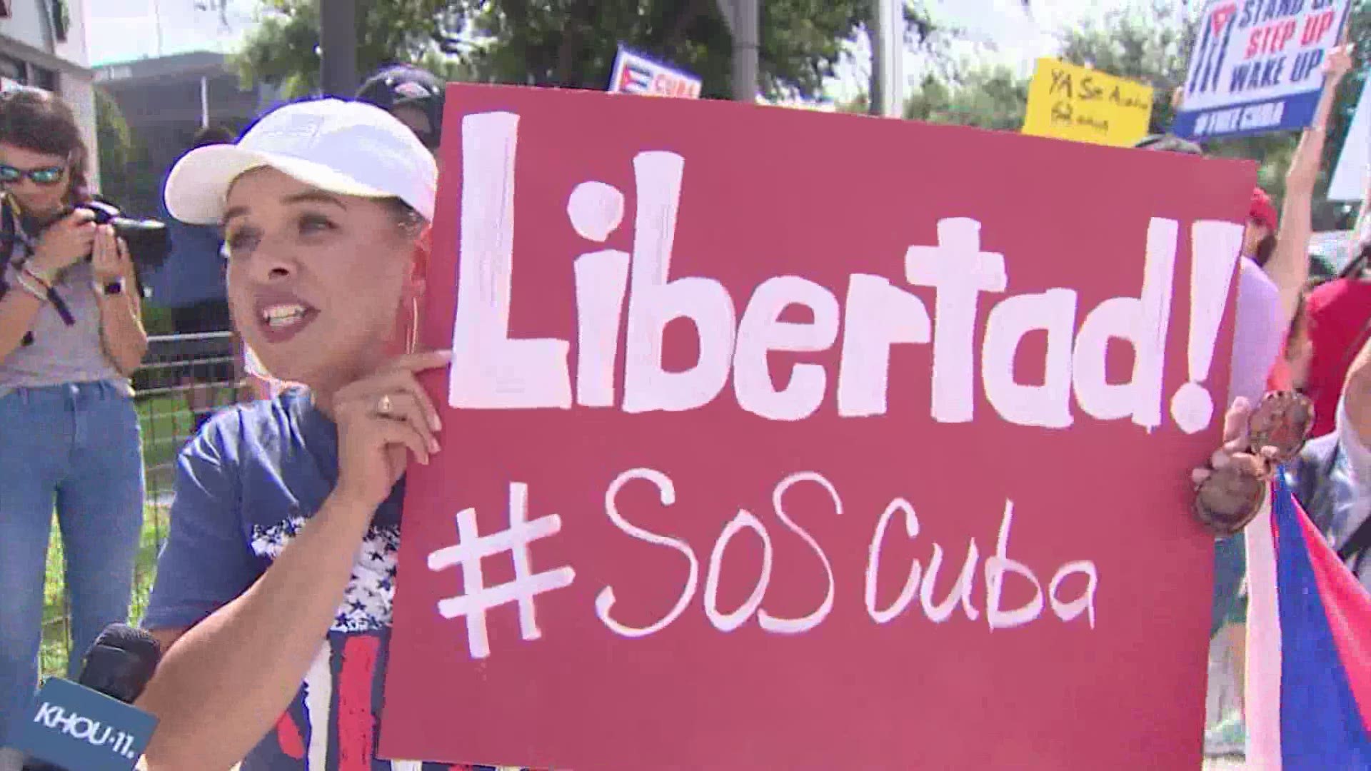 Cubans in Houston continue to put a spotlight on the crisis in their home country.