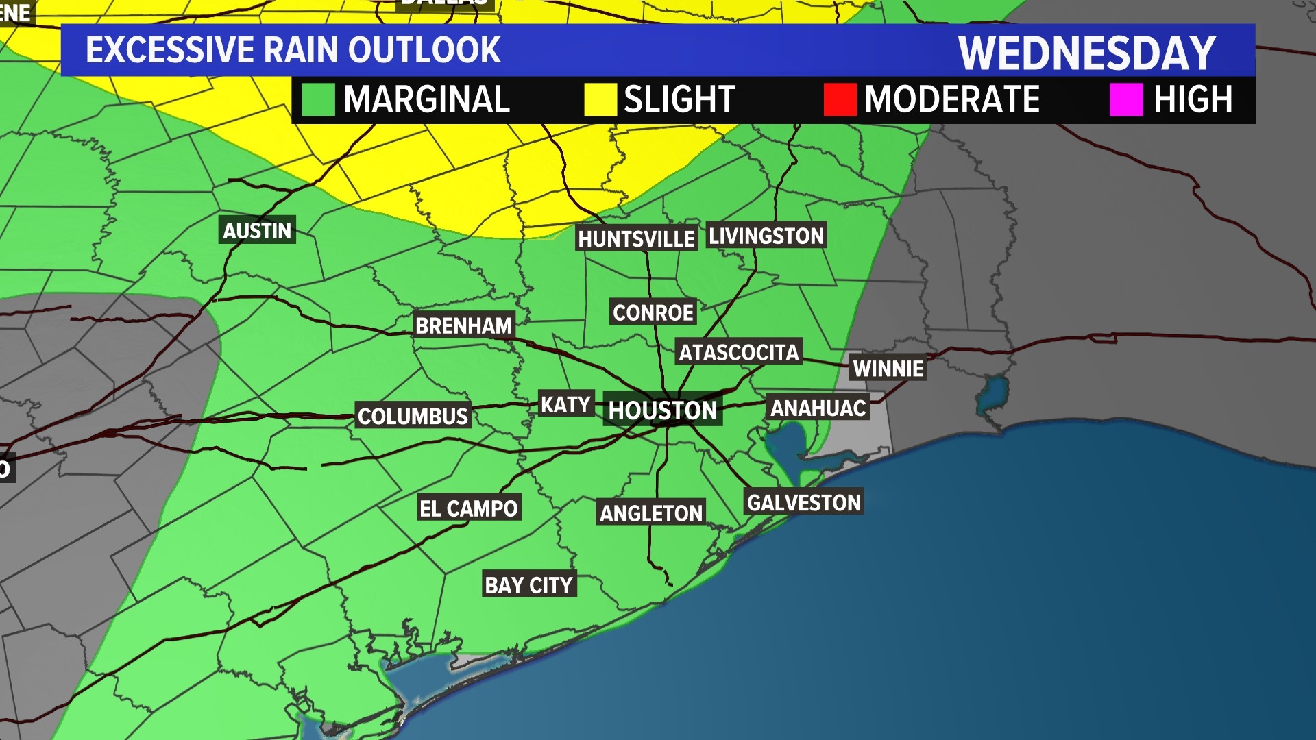 Houston weather Rain the forecast for southeast Texas